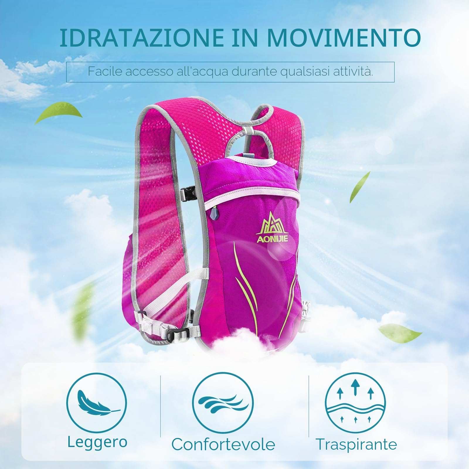 Geila Zaino da idratazione, Gilet da idratazione Sport Trail da Gara Leggera Corsa da maratoneta