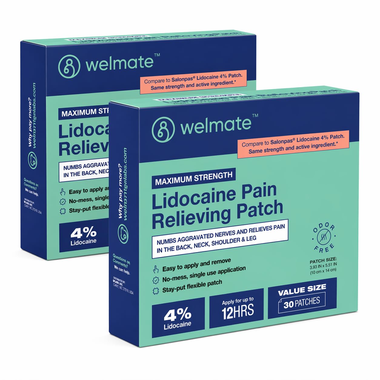 WELMATE 4% Lidocaine Pain Relief Patch Maximum Strength, 30 Count — Amazon image 10