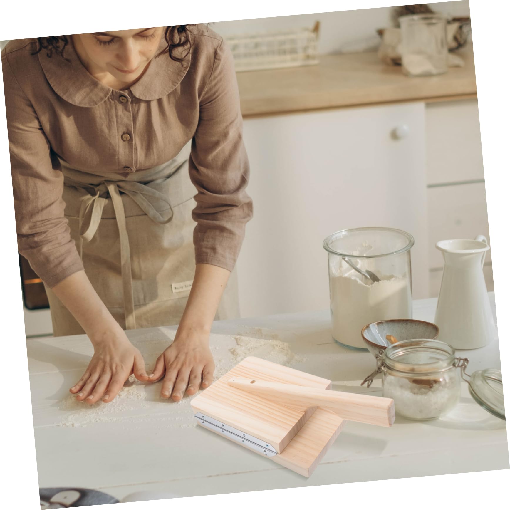 Hemobllo Stampo per Pasta Attrezzo Manuale per Pressare Impasti in Legno e Acciaio Inossidabile per Ravioli e Gnocchi Accessorio da Cucina per Pasta Fatta in Casa