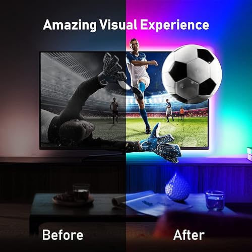 Miniatura 6 de RUICHEN Retroiluminación LED de 9.8 pies para TV de 40 a 60 pulgadas, kit de tira de luces que cambian de 16 millones de colores con control remoto,