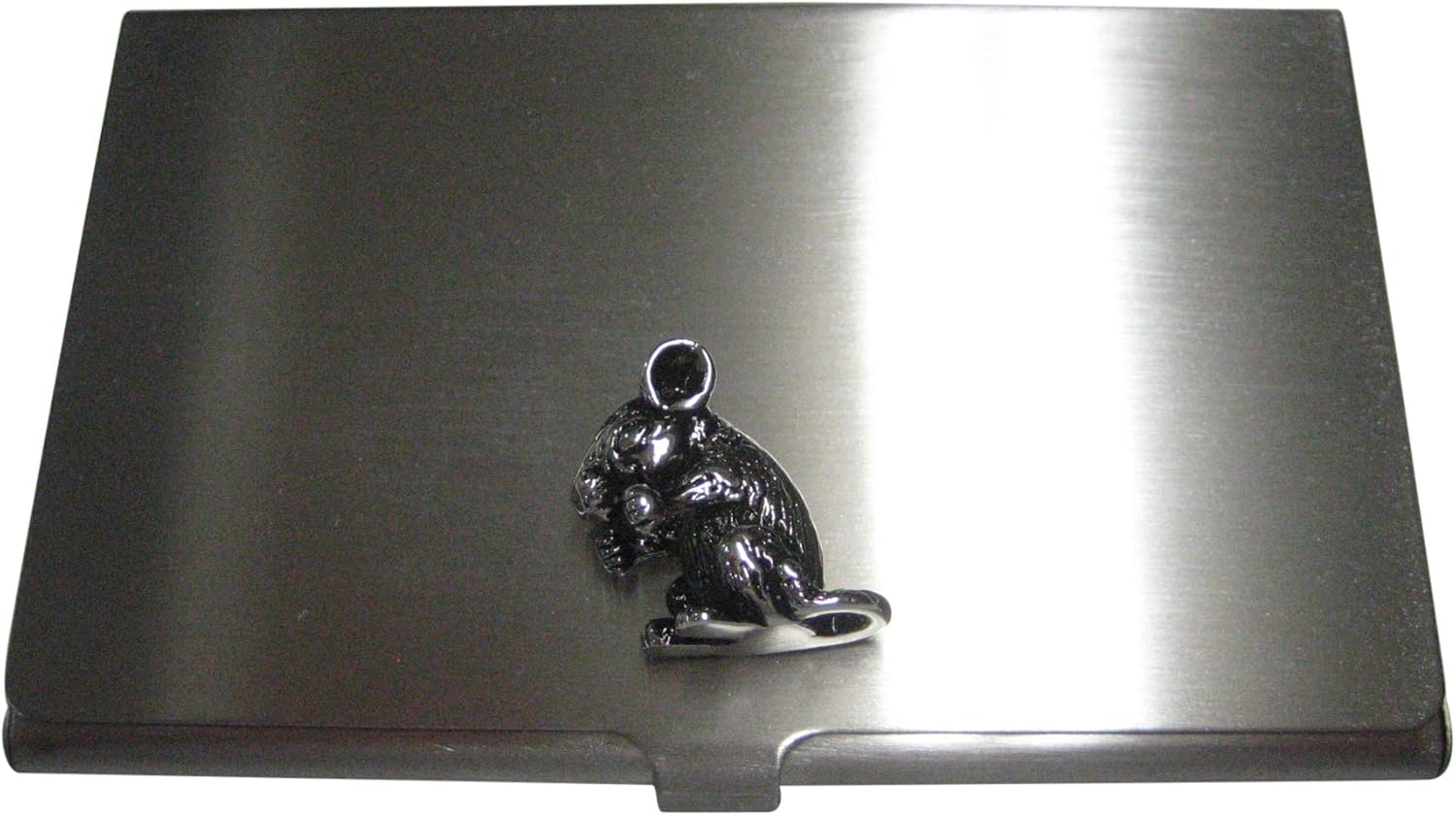 Kiola Designs Silver Toned Detailed Chinchilla Business Card Holder