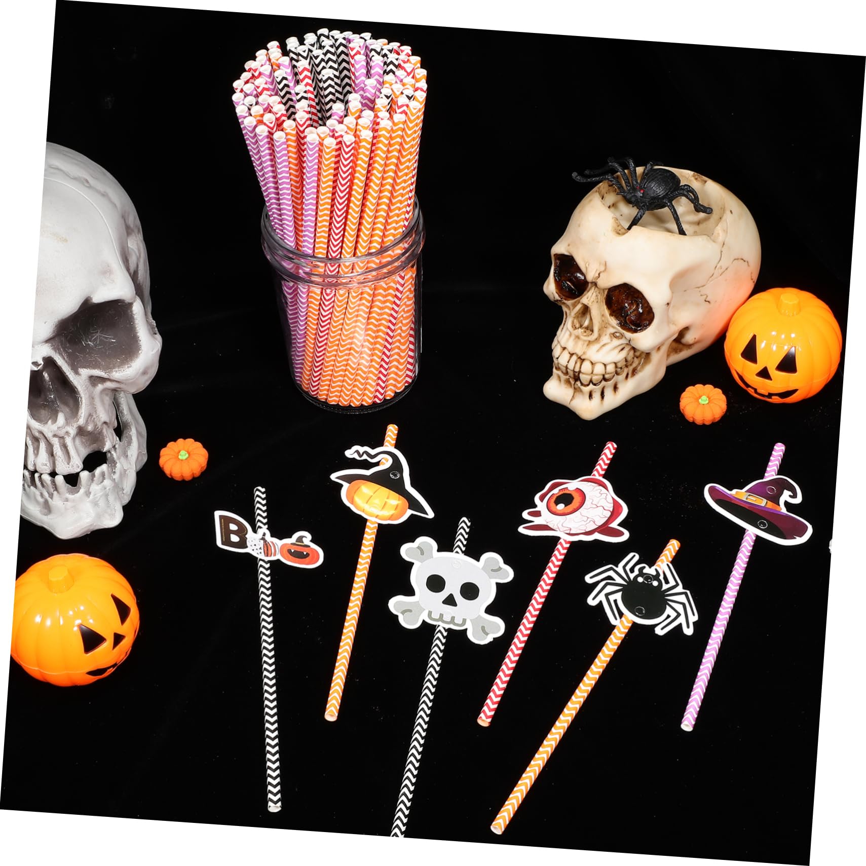 6confezioni Cannucce di Carta da Stampare per Halloween di Cannucce Decorative Strisce Colorate per Feste in Casa e Articoli per Feste