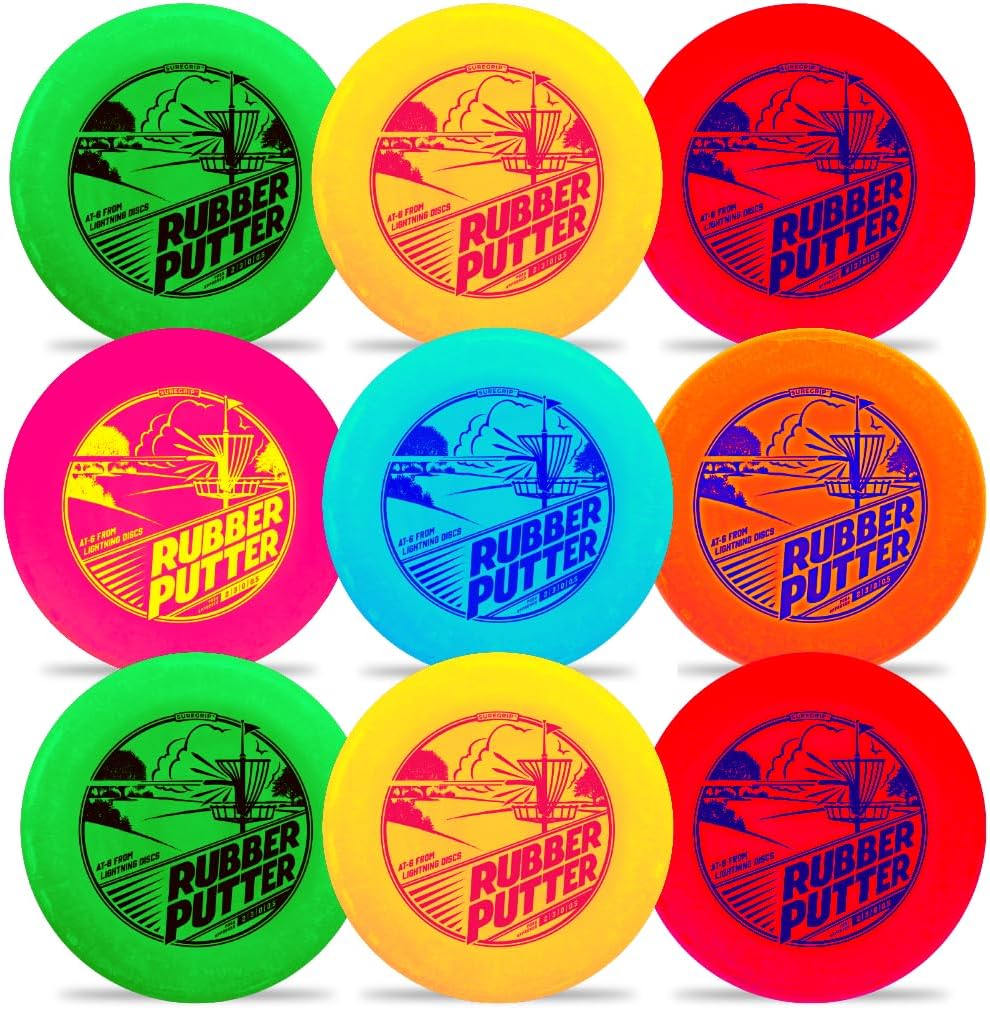 Lightning Sure Grip Rubber Putter 9-Pack – Stable Disc Golf Putter Set (Floats on Water) – Durable, Beginner Friendly, Reliable Wind Resistance