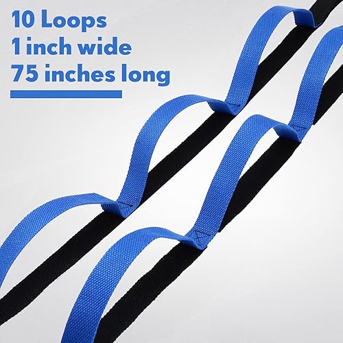 Miniatura 2 de Leyndo 2 correas de yoga para estirar, 10 bucles, correa de estiramiento para terapia física para pilates, ejercicio, baile, gimnasia