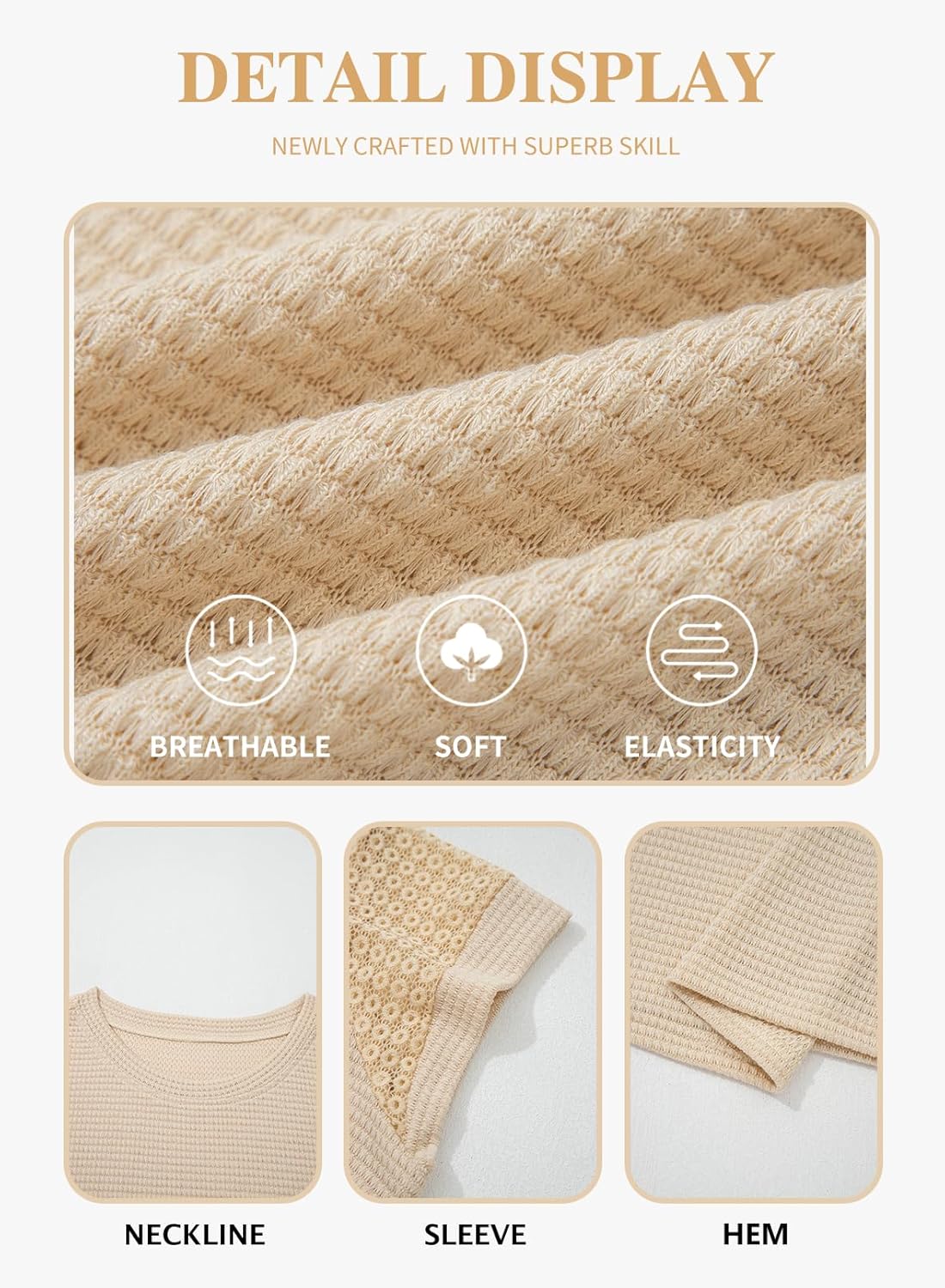 Eytino Plus Size Tops for Women Waffle Knit T-Shirts Round Neck Short Sleeve Casual Loose Basic Tee Blouses(1X-5X) - Image 5