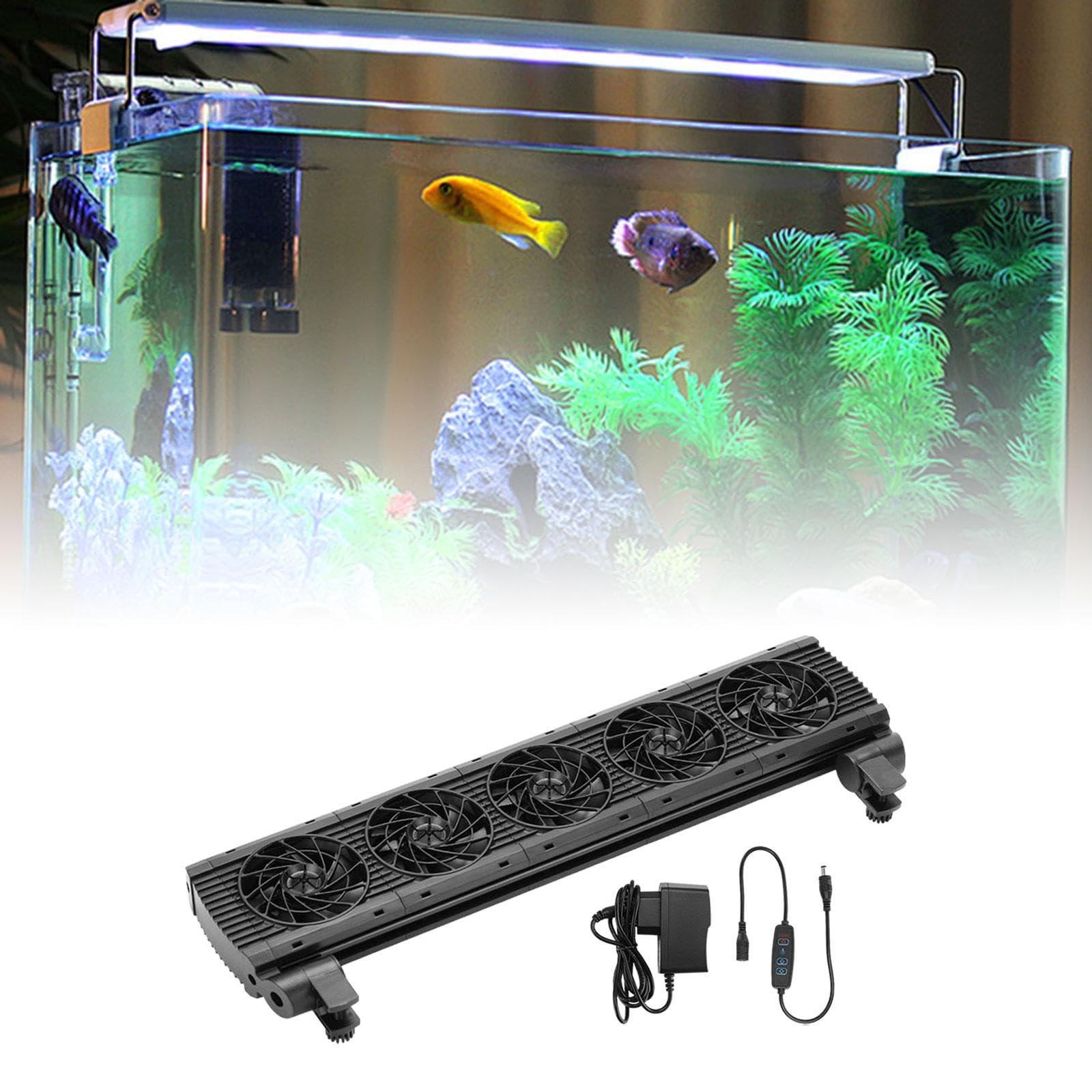 Aquarium Chiller Ventilateur pour Aquarium Ventilateur à Variable Système Compacte Régulateur de Température Support Aluminium Matéria, 5