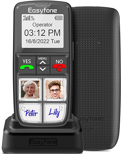 Easyfone T200 - Teléfono celular grande desbloqueado 4G función básica fácil de usar teléfono móvil para ancianos niños y respaldo con botón SOS y