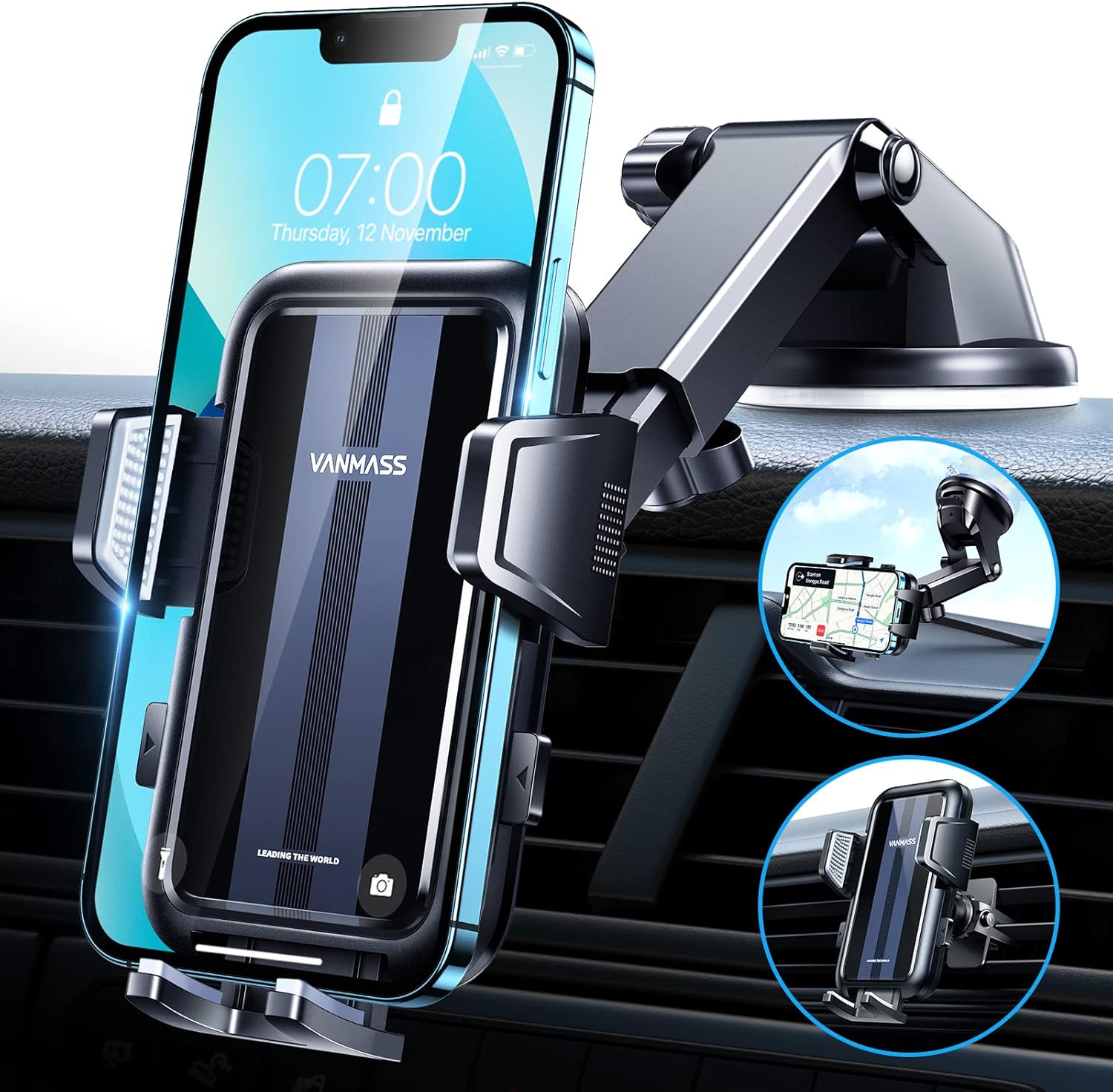 VANMASS 2026【True Militär-Klasse】Handyhalterung Auto【Stärkste Saugnapf & Lüftungsclip 】4 in 1 Handy Halterung Auto Handyhalter 360° drehbar Autohalter für iPhone 17 Pro Max/17 Air/16/15/14 Samsung S25
