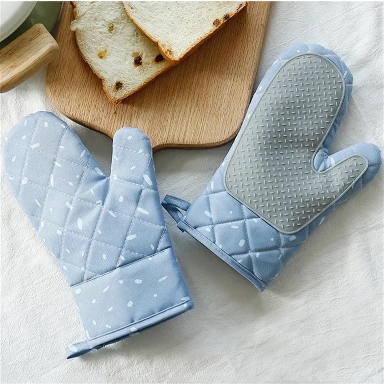 Gants de Cuisine en Silicone antidérapants, en Coton résistant à la Chaleur, pour Micro-Ondes et Usage Domestique (Lot de 2). Compatibles avec Les barbecues et Autres cuissons au Micro-Ondes.