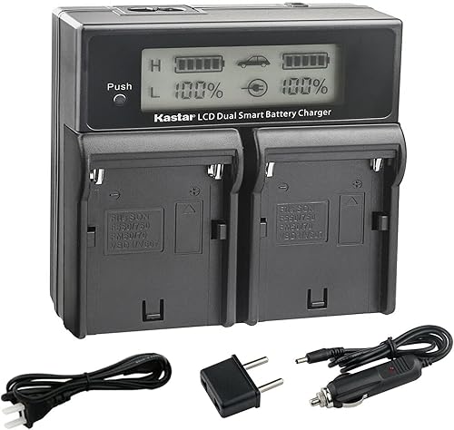 Kastar NP-F980EXP CH04 Cargador rápido dual compatible con GVM GVM-TD-JY258 GVM-12D Rotolight NEO 3 Aputure Amaran AL-H198 AL-M9 Atomos Shogun Flame