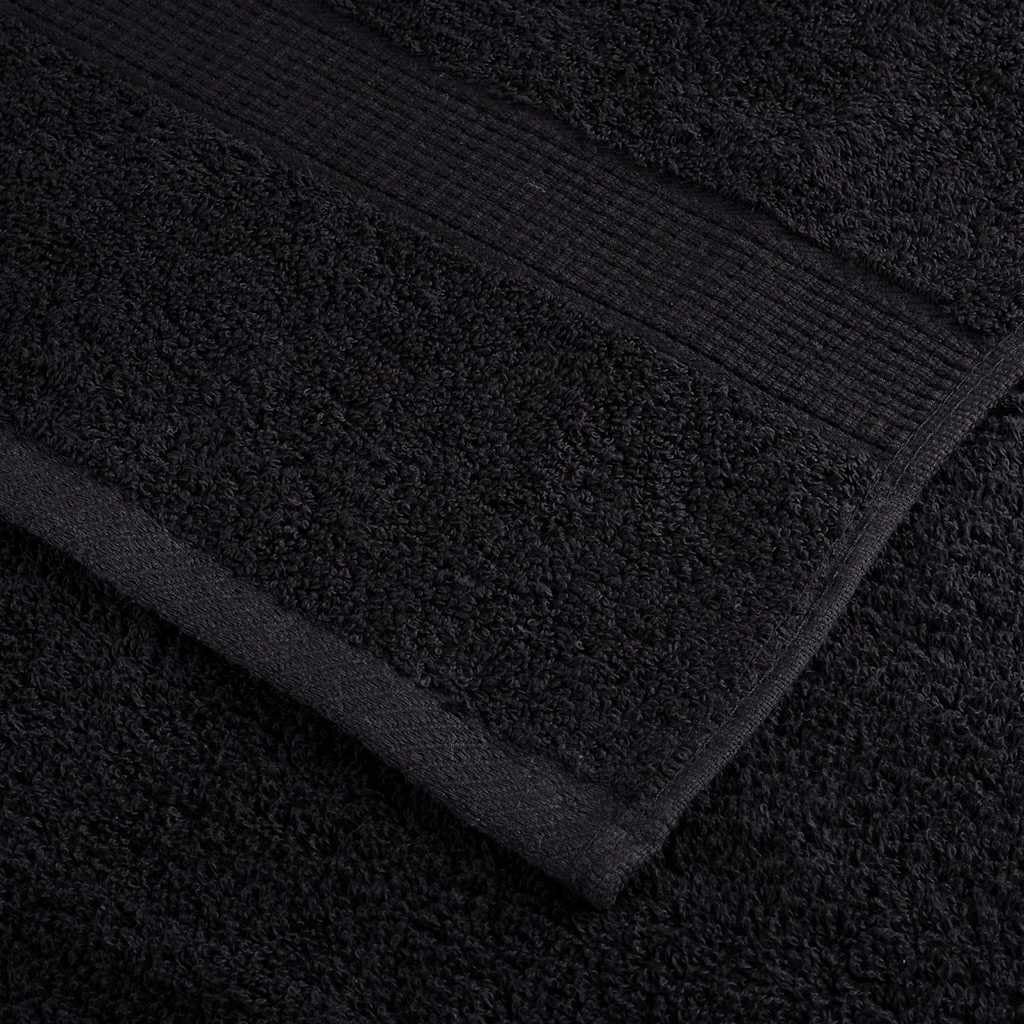 Juego de 8 toallas SOLUND de color negro, 600 g/m², 100% algodón hilado en anillo, toallas de rizo absorbentes con práctico sistema de fijación para colgar para hotel y hogar,