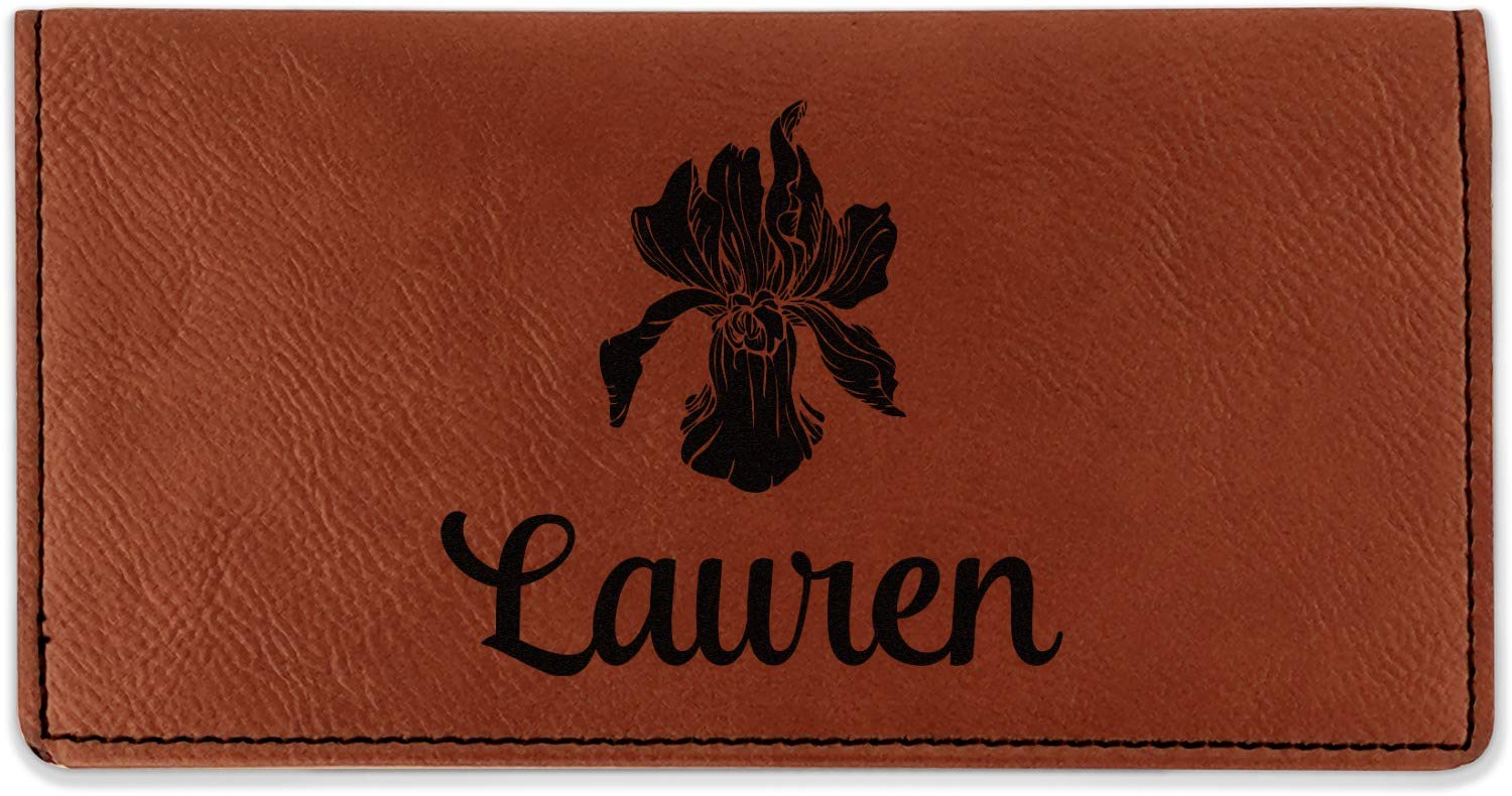 RNK Shops Personalized Orchids Leatherette Checkbook Holder - Double Sided