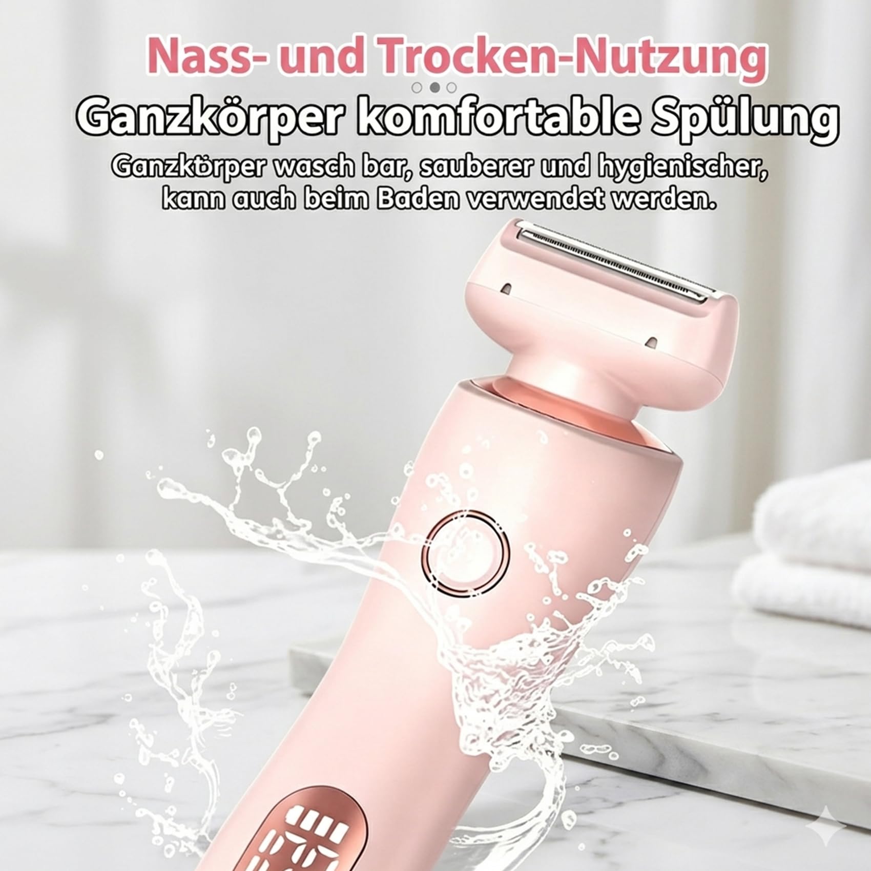 Boulina Rasierer Damen, 2-In-1 Pro Razor, Leicht Zu Reinigendes GeräT, Sanfte Haarentfernung FüR Glatte Haut, Ergonomisches Design & Wet & Dry Anwendung Ideal FüR Die KöRperpflege (Pink+Blue)