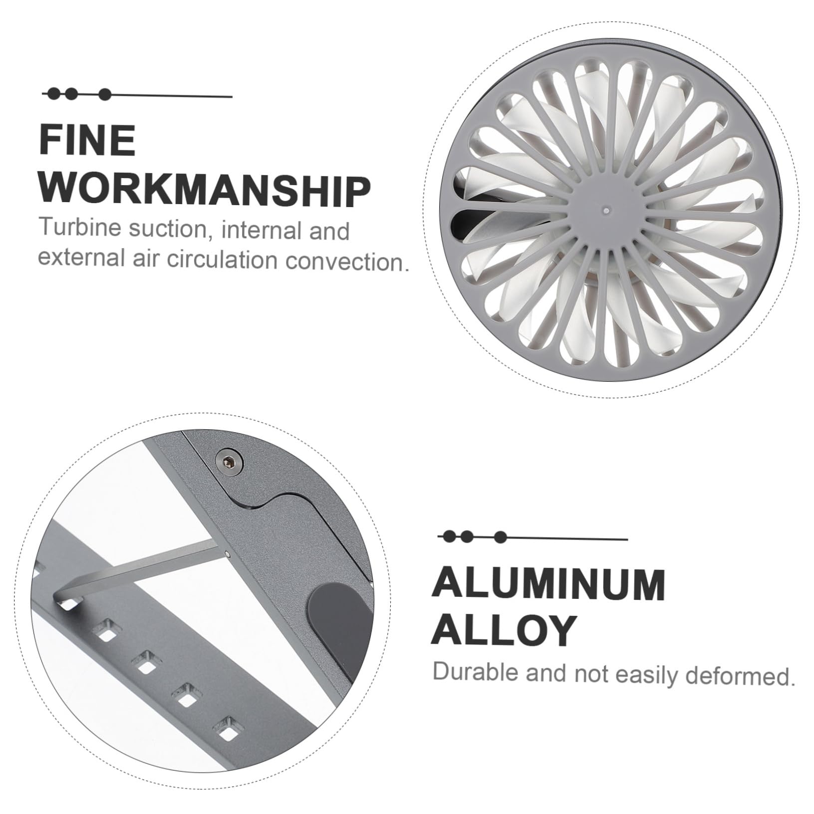 NUOBESTY Soporte Ajustable y Silencioso para Portátil Ventilador Led, Aluminio Resistente, 8 Ángulos Regulables, Adecuado para Juegos y Oficina, Soporte Ergonómico Gris