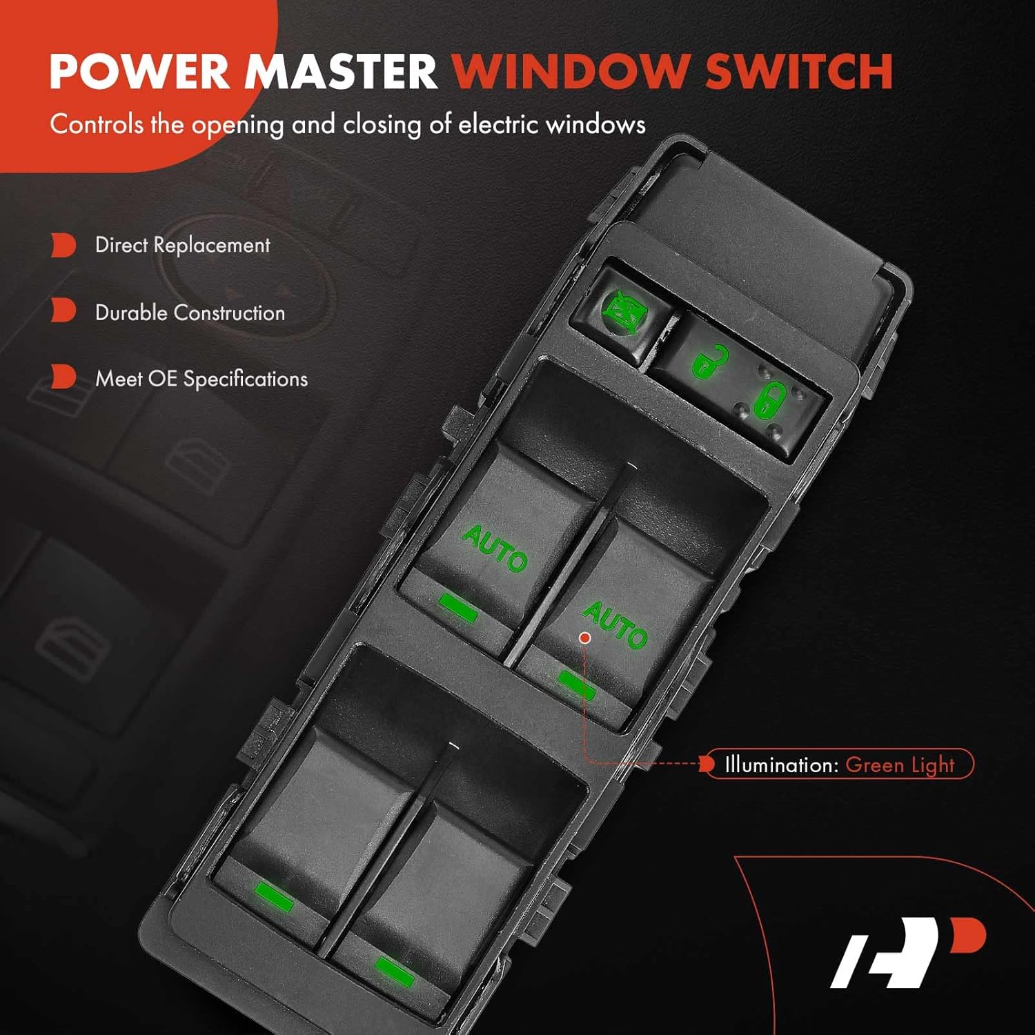 A-Premium Power Window Switch Compatible with Chrysler 200 300 Aspen Sebring & Dodge Avenger Charger Durango Magnum & Jeep Commander Grand Cherokee, Front Left Driver Side, Replace # 04602781AA