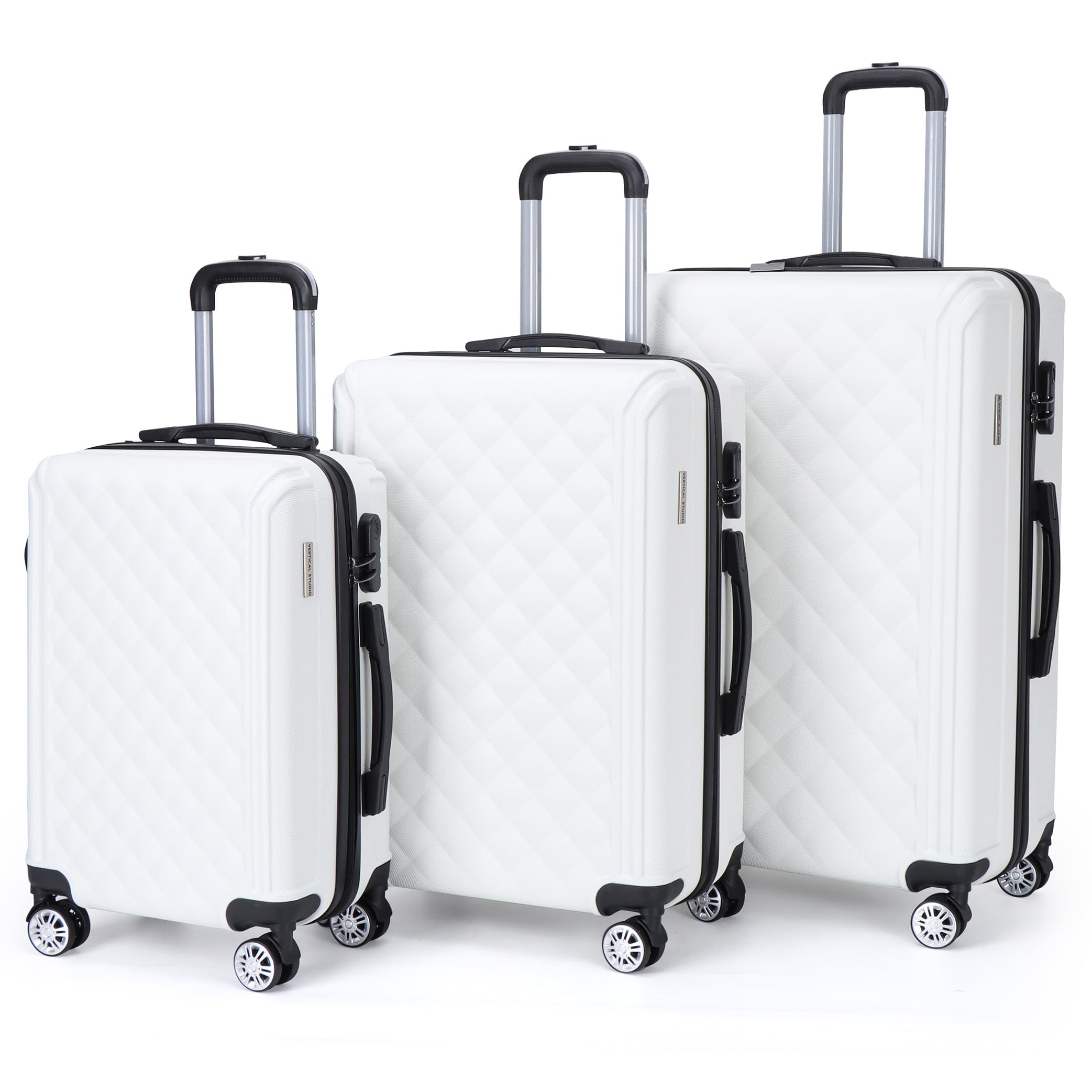 VERTICAL STUDIO20 Inch 24 Inch 28 Inch Suitcase Set of 3 Trolley with Numbers Suitcase Lock Made of Plastic (ABS) Four Wheels, White Trondheim, carry-on suitcase