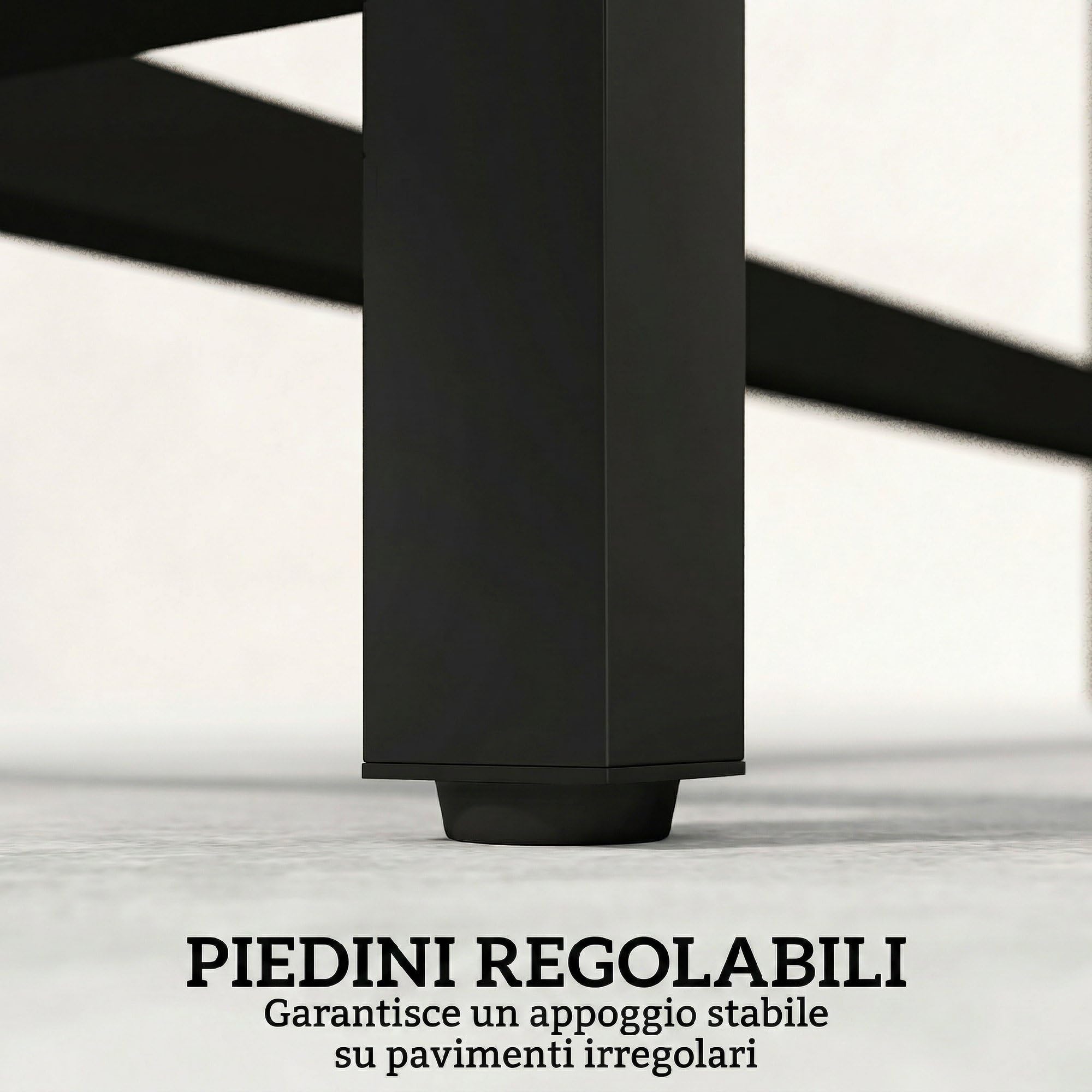 Outsunny Panchina da Esterno in Acciaio Zincato, Panchina da Giardino per 2 Persone, Seduta Senza Schienale con Piedini Regolabili, Design Industriale Moderno per Patio, Parco, Giardino, Nero
