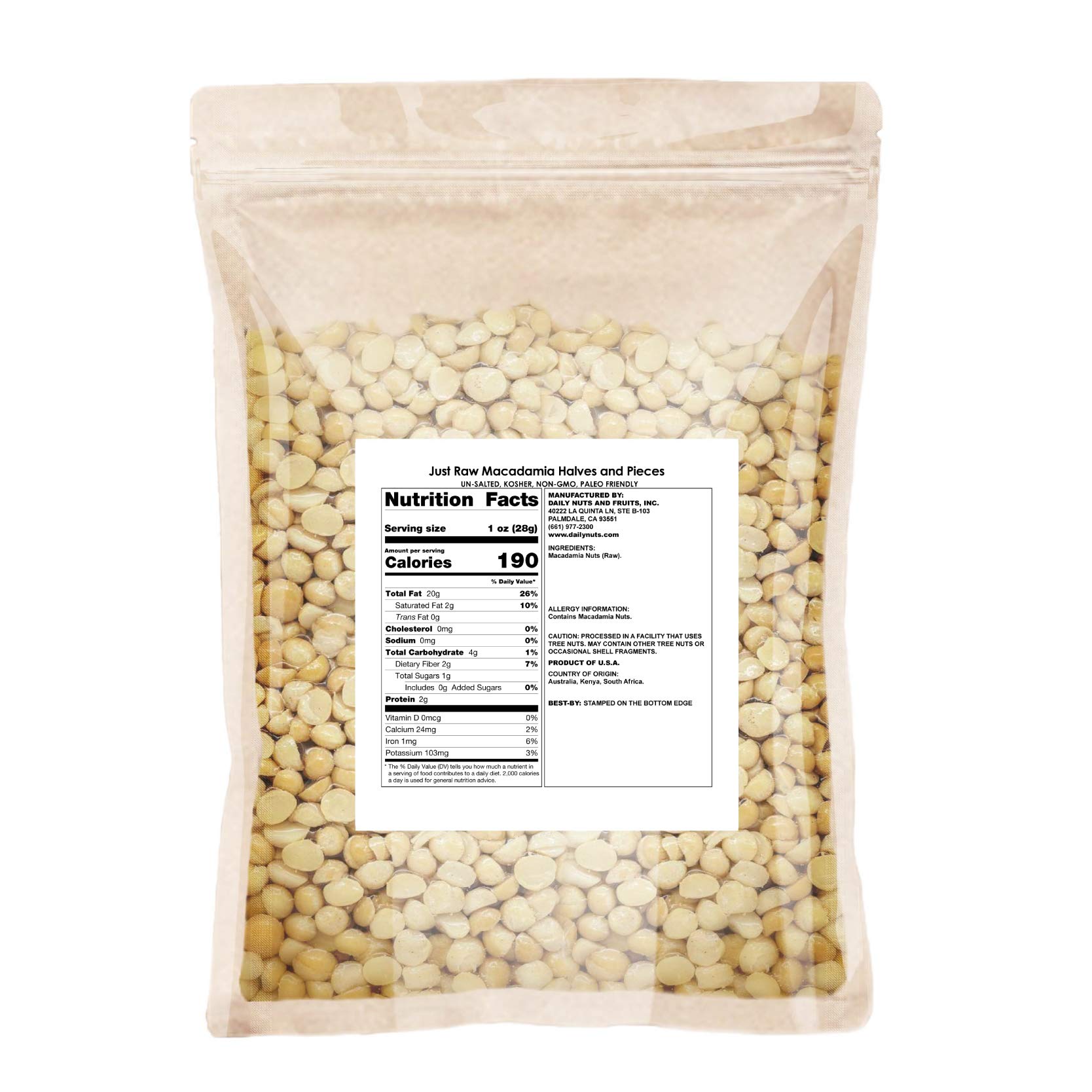 Just Macadamia Nuts (Raw, Non-GMO Project Verified, Certified Gluten Free, Healthy Fat, Wholesale Price)… (Halves and Pieces, 12 Ounce)