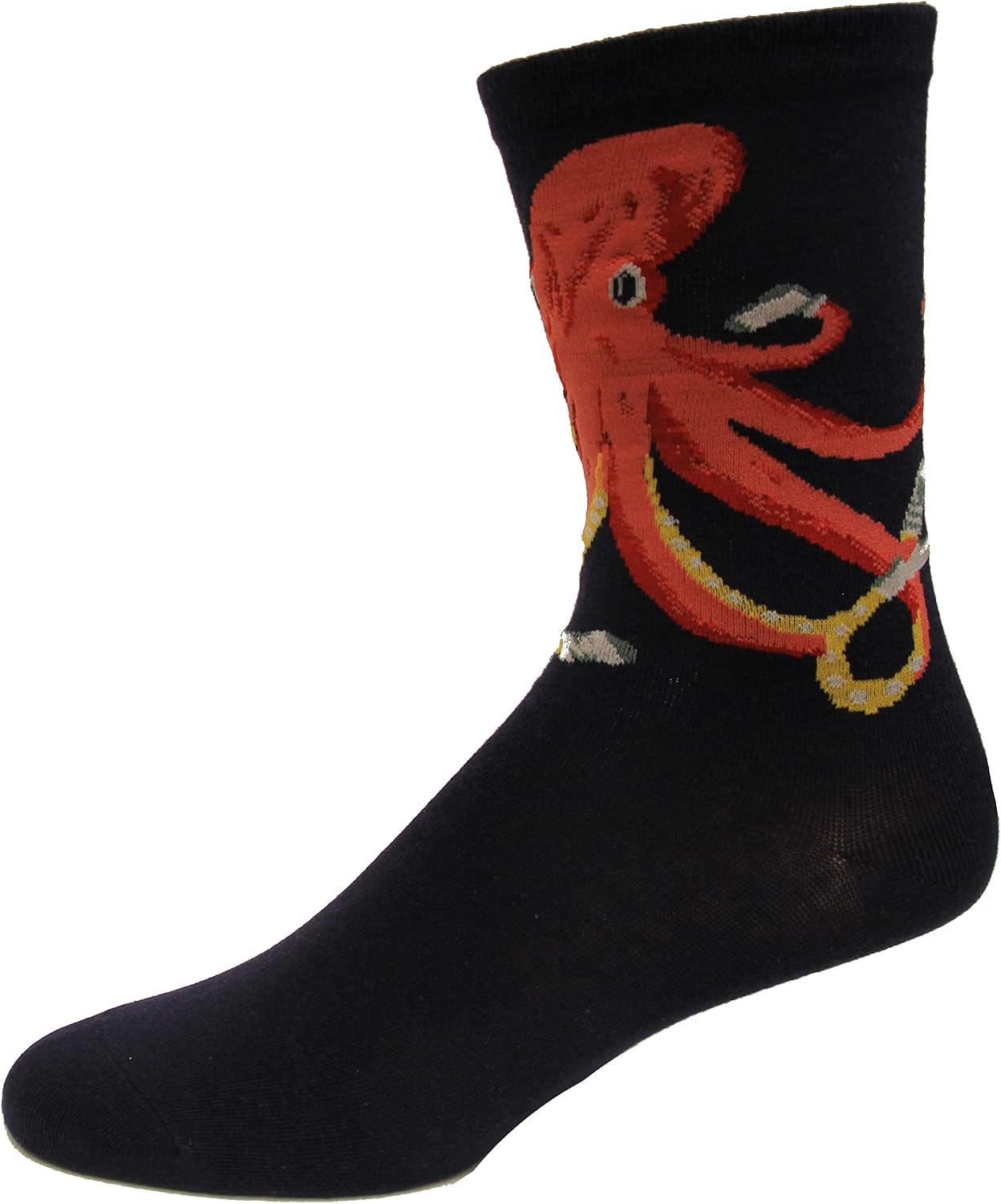 K. Bell Women's Socktopus Crew Socks 1 Pair, Navy, Women's 9-11 Shoe