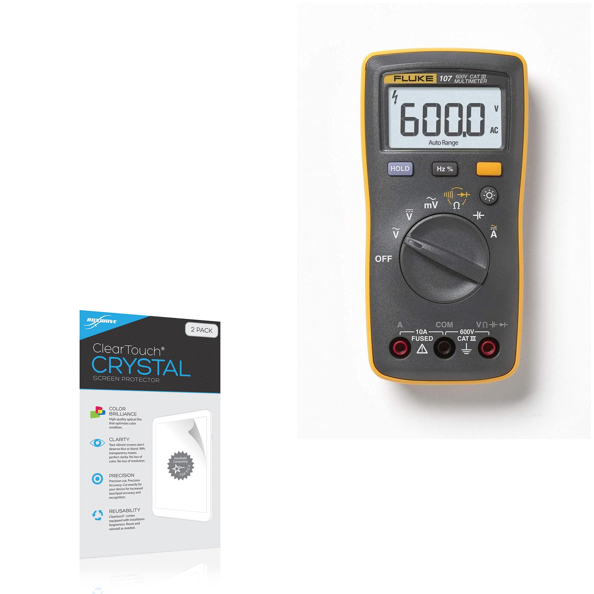 BoxWave Screen Protector Compatible with Fluke 107 - ClearTouch Crystal (2-Pack), HD Film Skin - Shields from Scratches