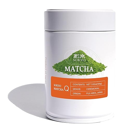 SOKYO Serie de polvos de matcha ceremonial té verde en polvo matcha japonés (3.52 onzas  3.53 oz, Fuji Ceremonial Q)
