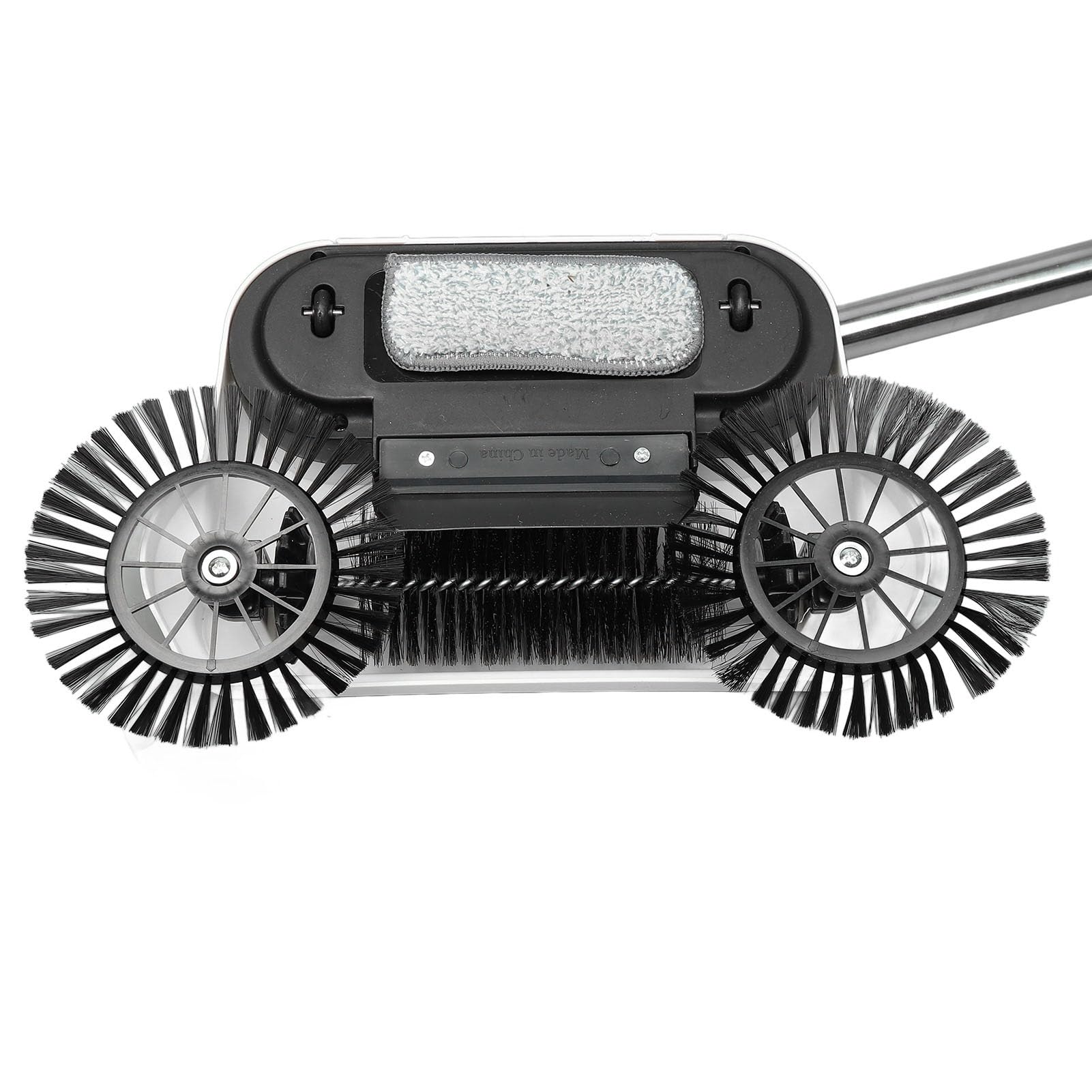 Escoba Manual de Empuje, Mopa de Limpieza de Pisos, Diseño Giratorio 360 Grados 2 en 1 Plegable Compacto para Uso en Seco y Húmedo, Mango de Acero Inoxidable con Cerdas Suaves y Gr
