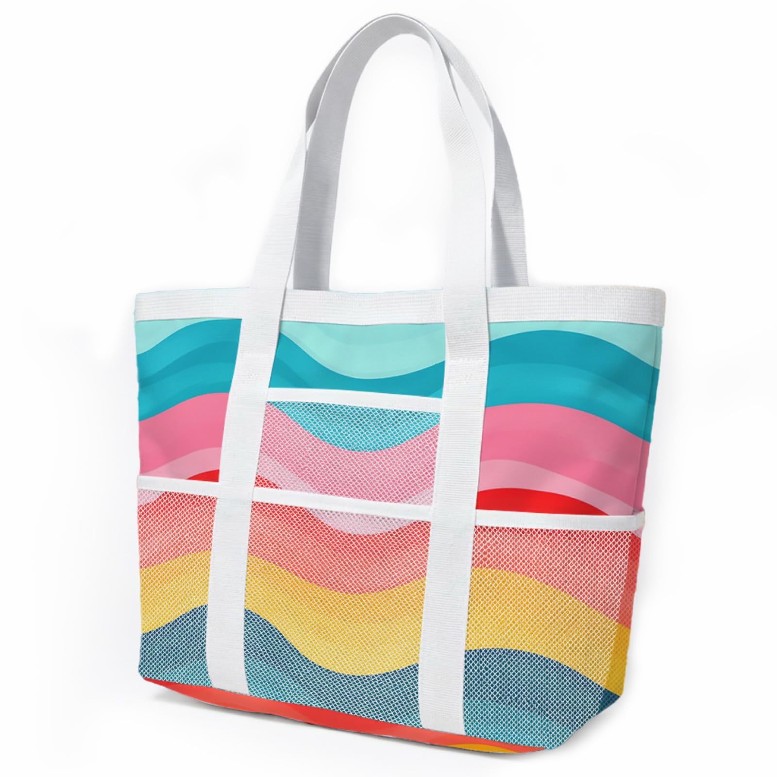Strandtasche Strandtasche mit Reißverschluss Handtaschen Beach Bag Handbag Faltbar Einkaufstasche Sandschutz Strandtaschen Badetasche Strand Tasche Pool Bag