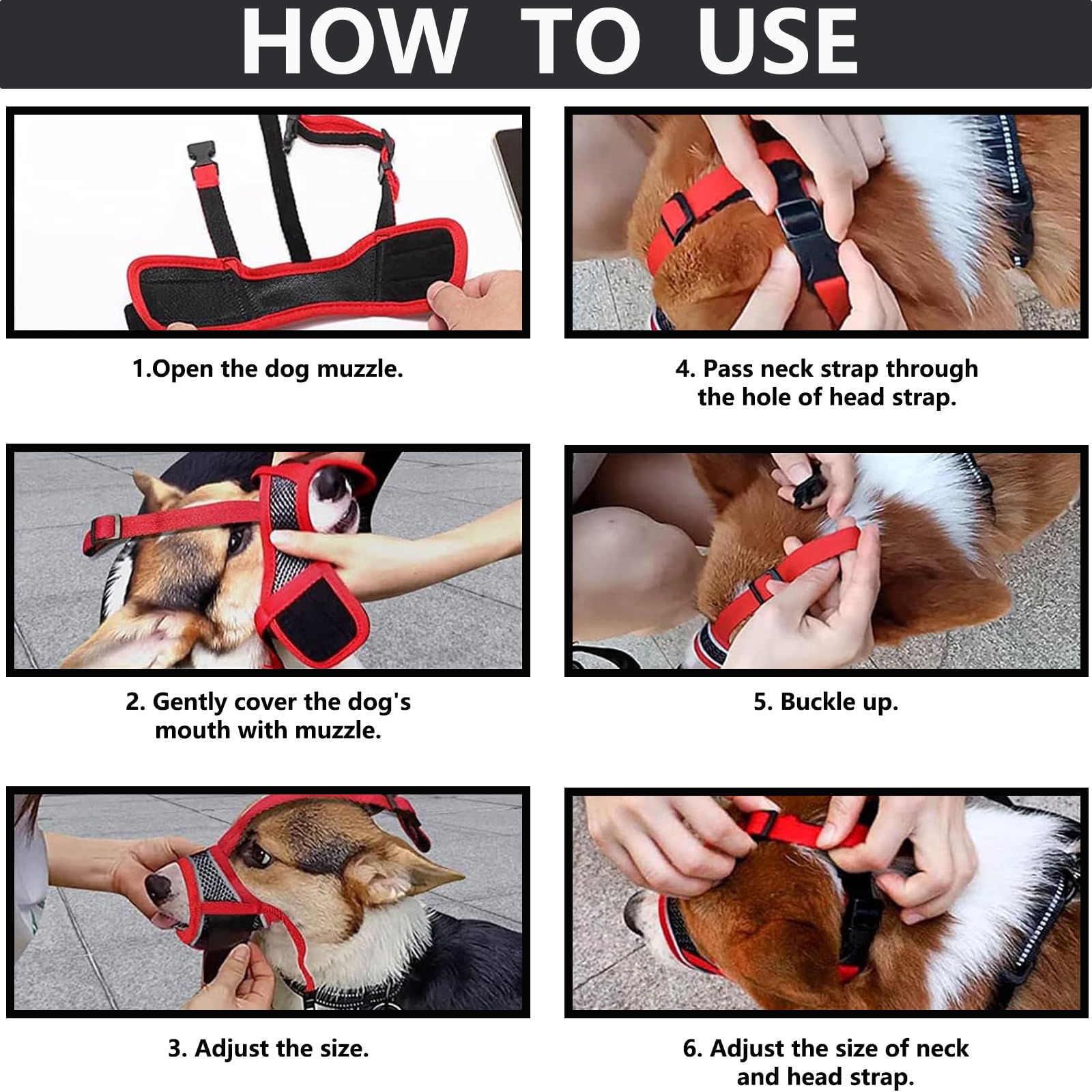 Dog Muzzle for Small Dog Adjustable Breathable Muzzles With Reflective Strap - Image 4