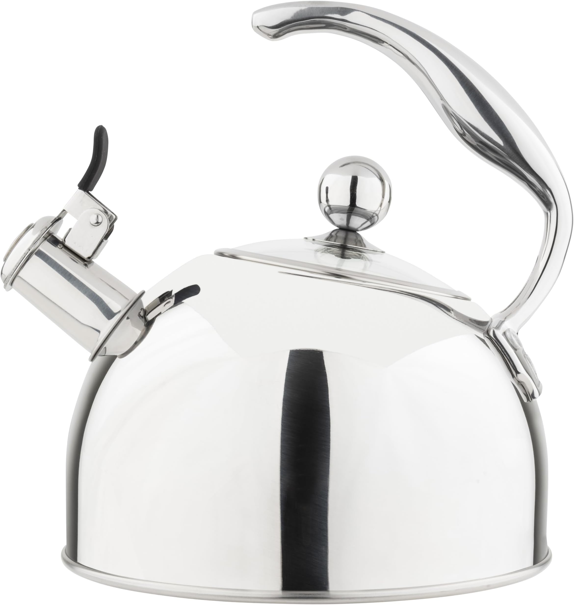 Viking 3-Ply Stainless Steel Tea Kettle, 2.6 Quart Stovetop Hot Water Pot with Tempered Glass Lid, Ergonomic Handle, Induction Ready, Mirror Finish