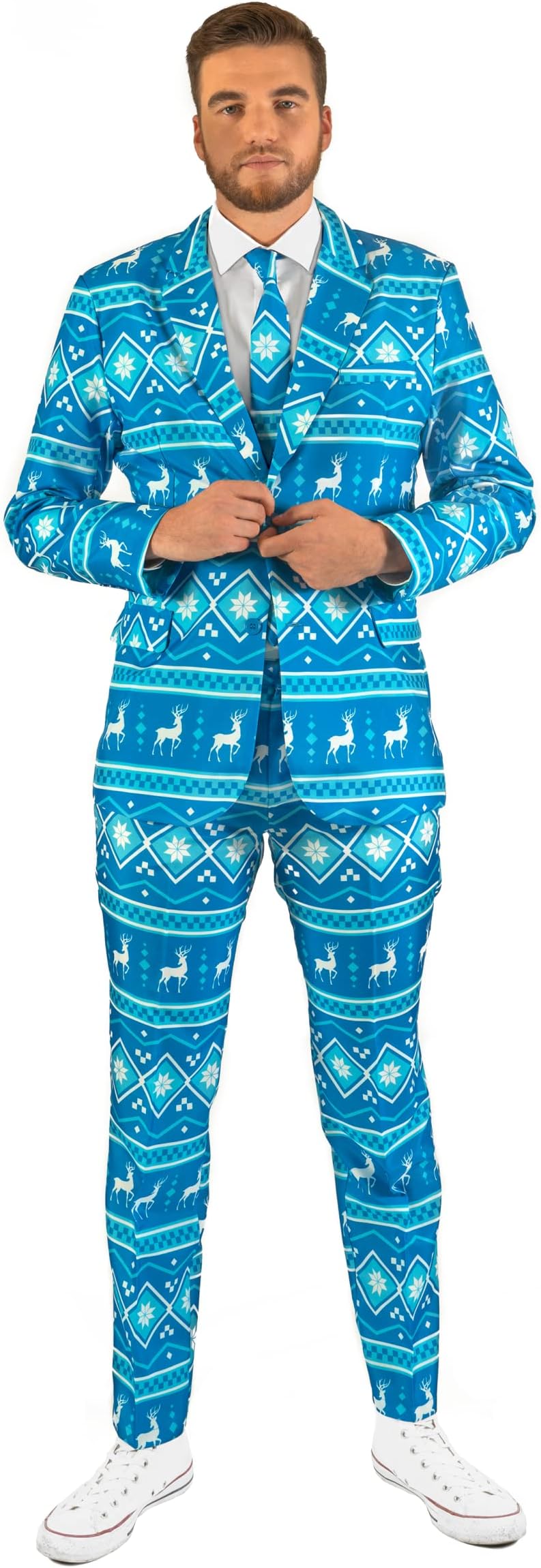 Men's Party Costumes - Christmas Theme Party Suits - Slim Fit - Includes Matching Blazer Jacket, Pants & Tie