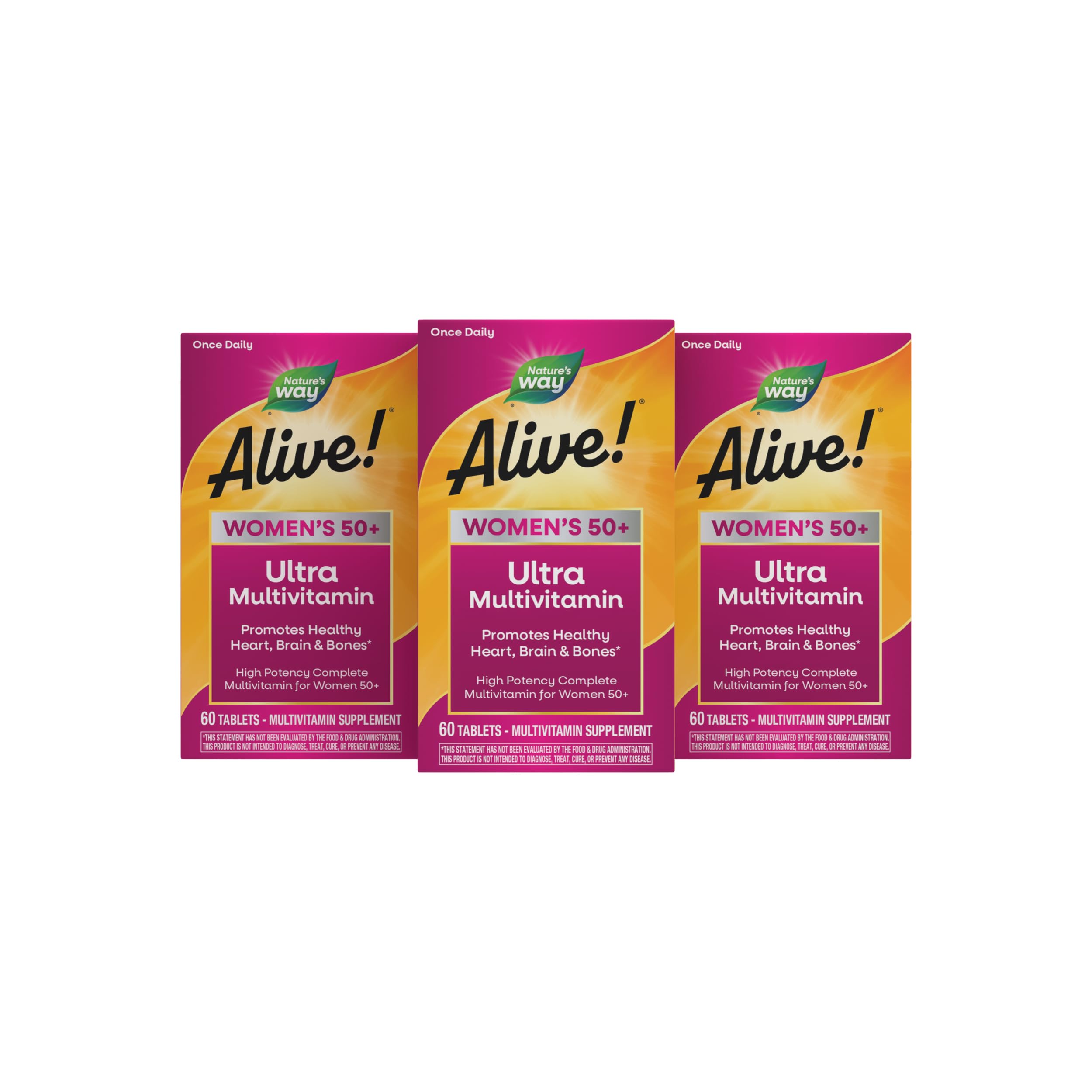Nature's Way Alive! Women's 50 Plus Ultra Potency Multivitamin, 60 ct x3 60 Count (Pack of 3)