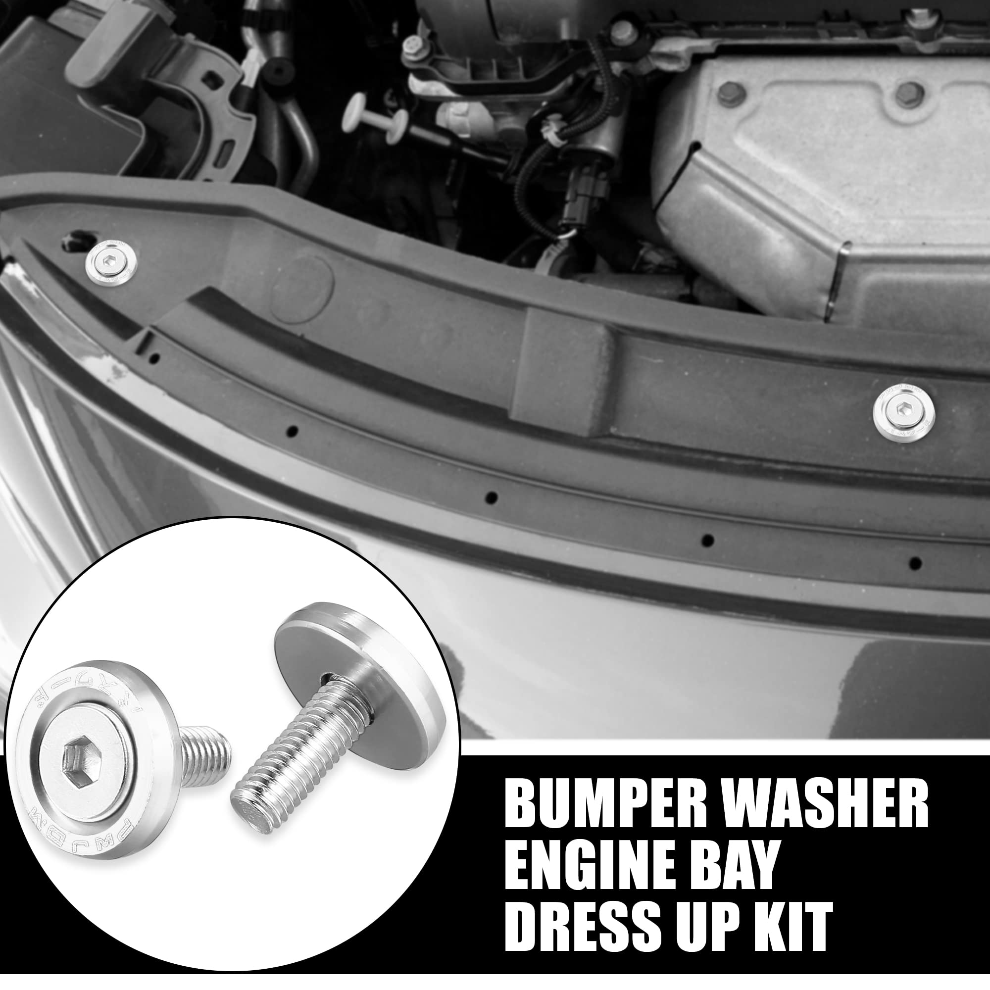 X AUTOHAUX 10pcs Fender Washer Bumper Washer M6 Bolts Engine Bay Silver Tone, 0.79"x0.43" - Image 2