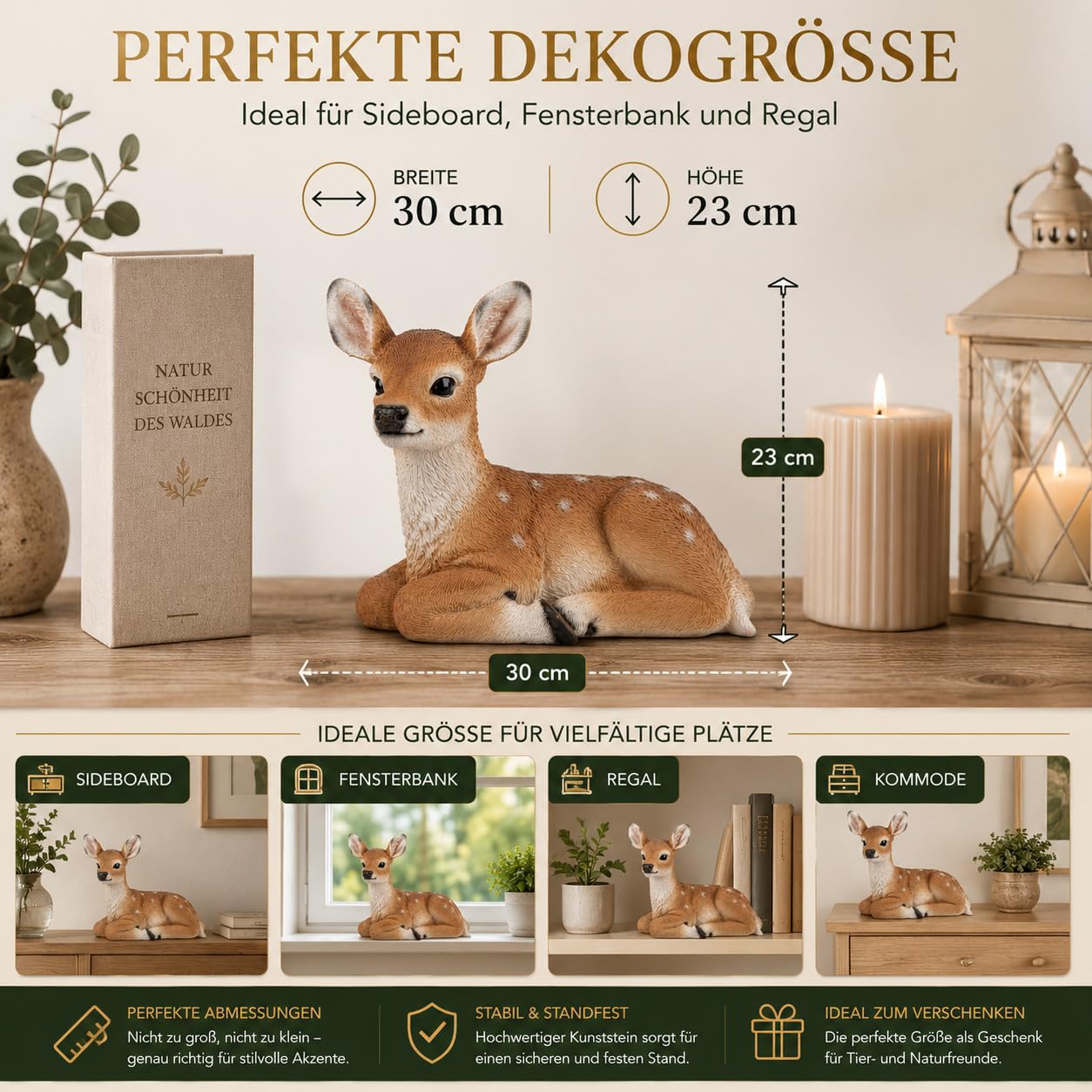 formano REH leżąca figurka dekoracyjna 30 x 23 cm ręcznie malowana ze