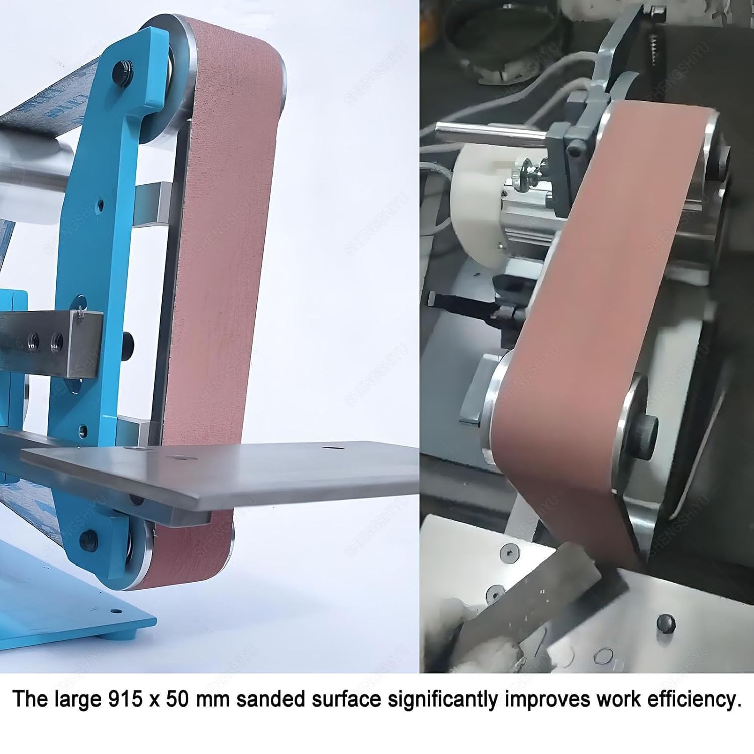 levigatrice a Nastro elettrica, smerigliatrice per lucidatura a Nastro, lucidatrice per Nastri abrasivi 915 x 50 mm, levigatrice da banco Industriale, rettifica Verticale e Orizzontale 1100W