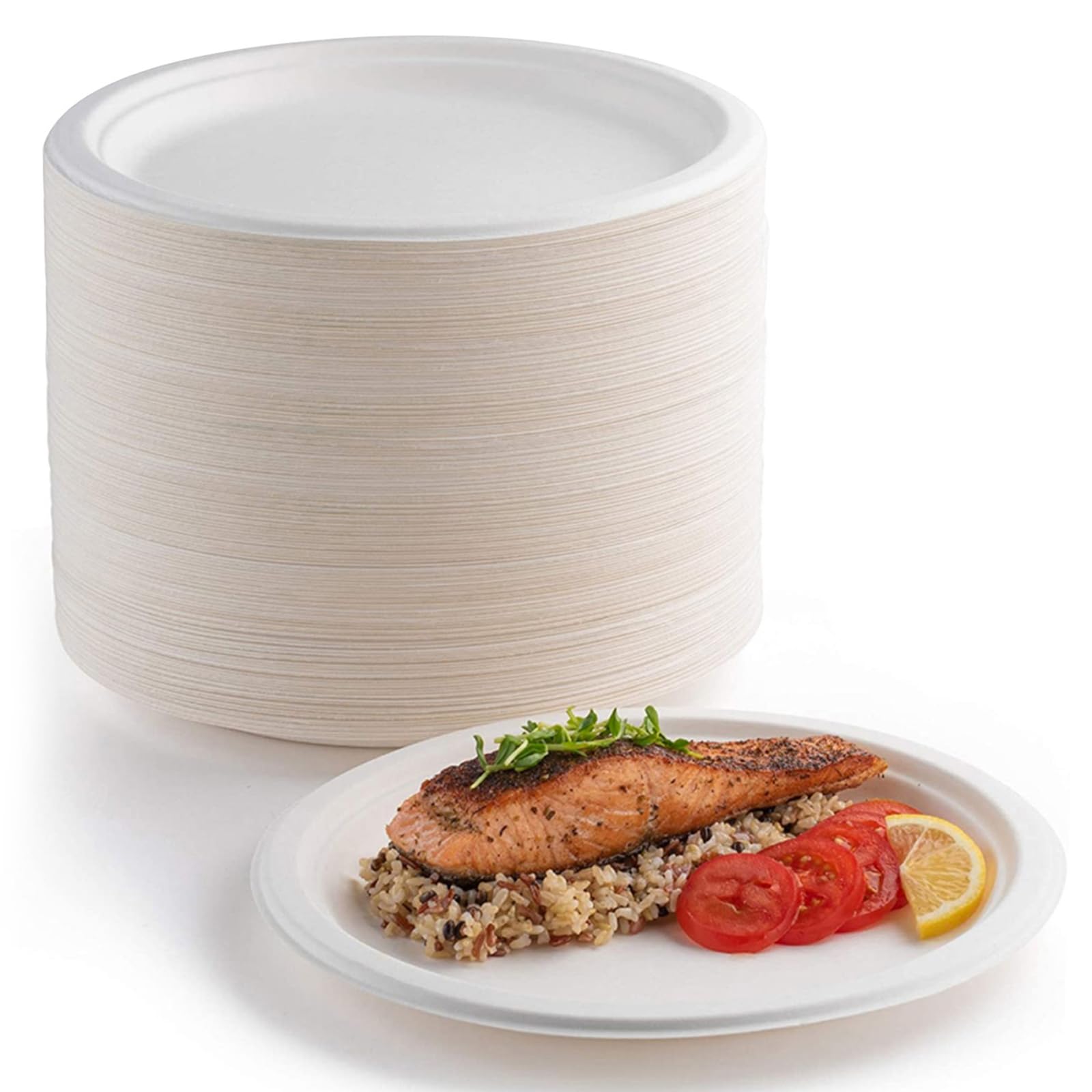 200 piatti di carta, 22,9 cm, biodegradabili e compostabili, ecologici, resistenti, riciclabili, perfetti per pic-nic, barbecue