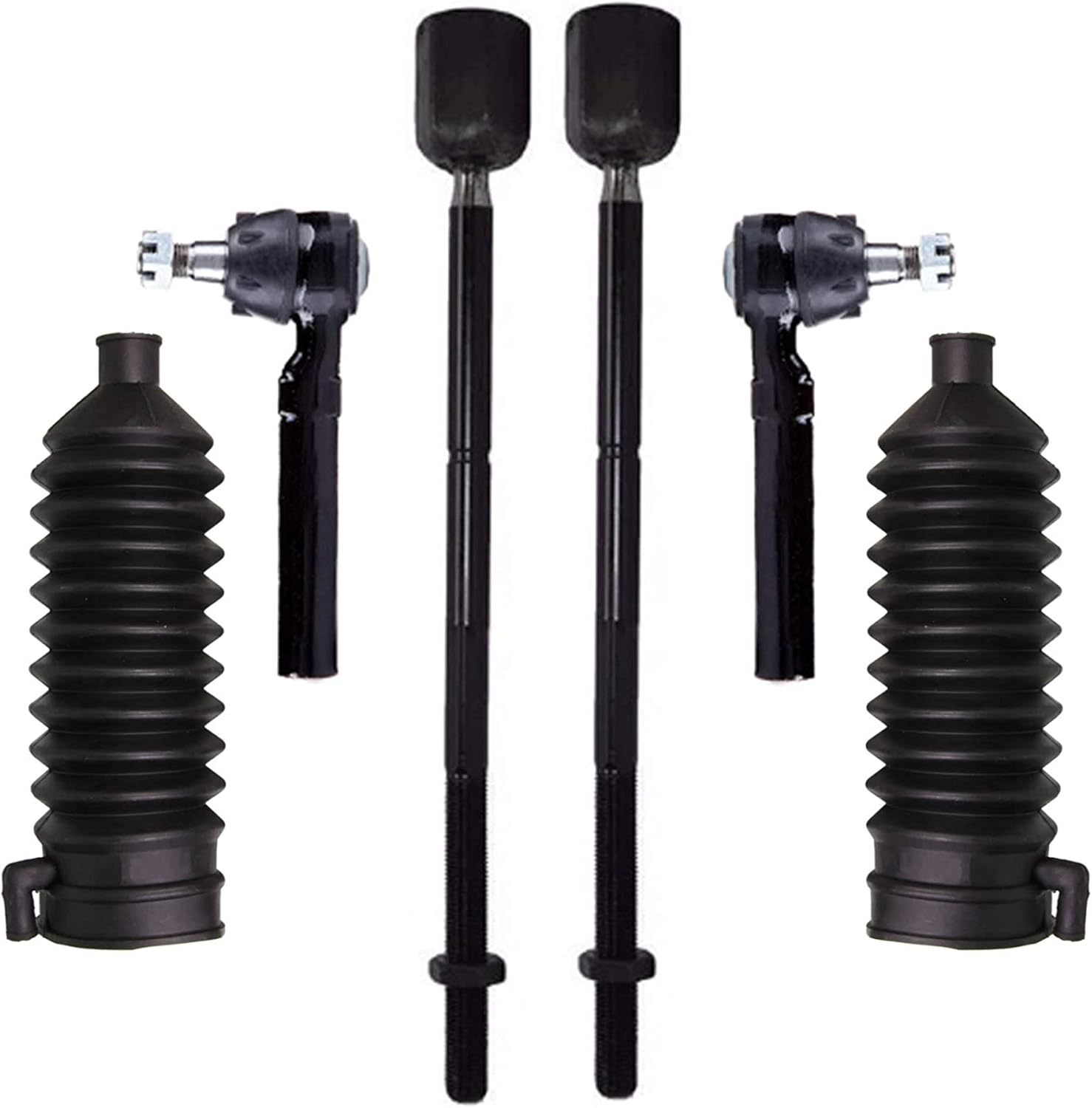 PartsW 6 Pc Front Steering Kit compatible with Ford Mustang 1994-2004 Inner & Outer Tie Rod Ends Rack Boots Heavy-Duty Replacement EV127 ES3184 K8439