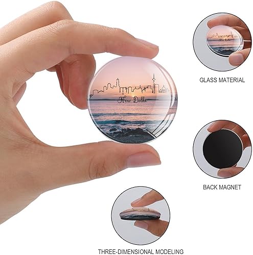 Miniatura 2 de ArogGeld Imanes de vidrio para refrigerador con diseño de horizonte de la India, Nueva Delhi, Imanes fuertes del orgullo de la ciudad, imanes