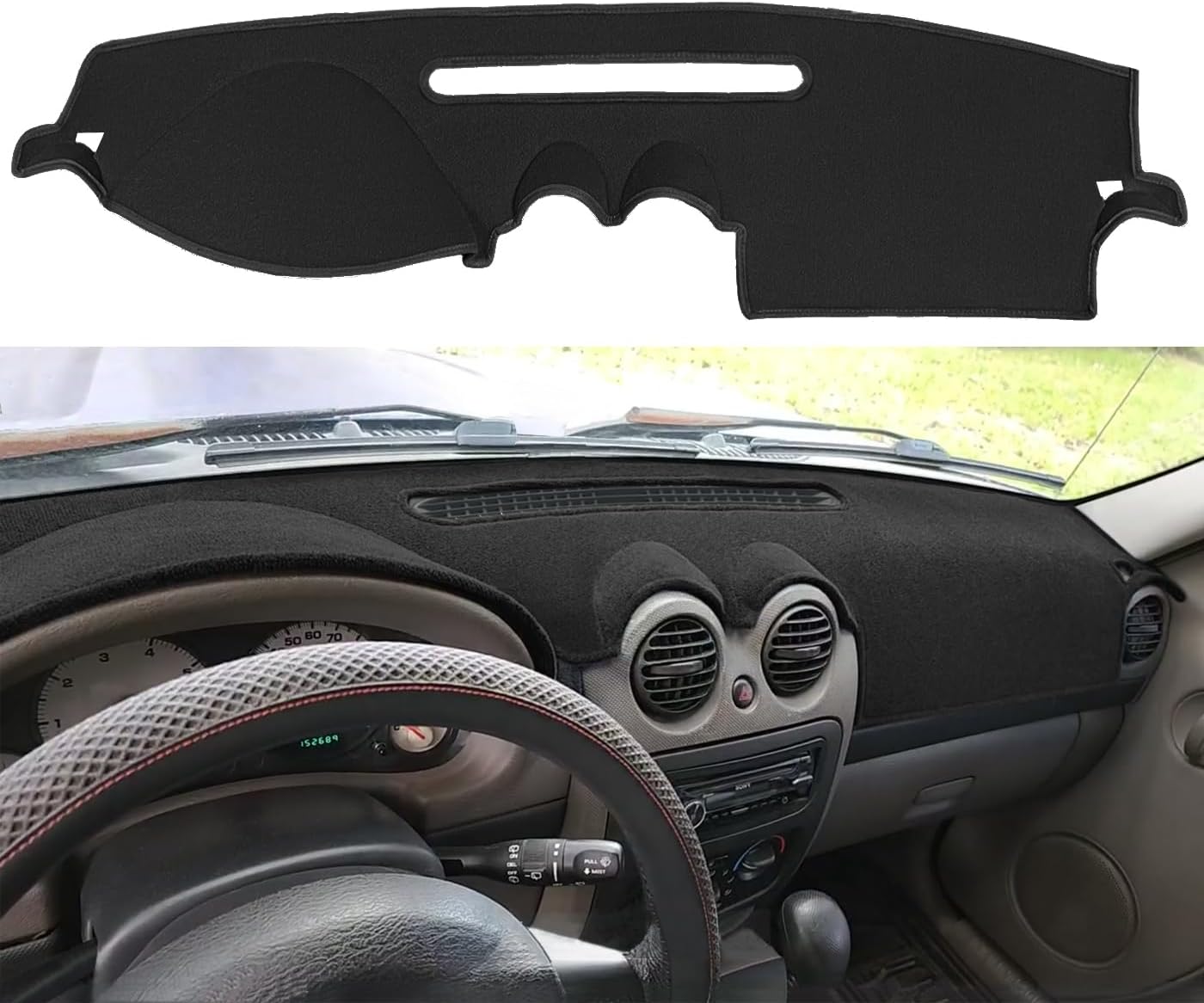 Dash Cover Mat Custom Fit for Jeep Liberty w/o Speaker, Dashboard Pad Carpet Protector K377 (Black)