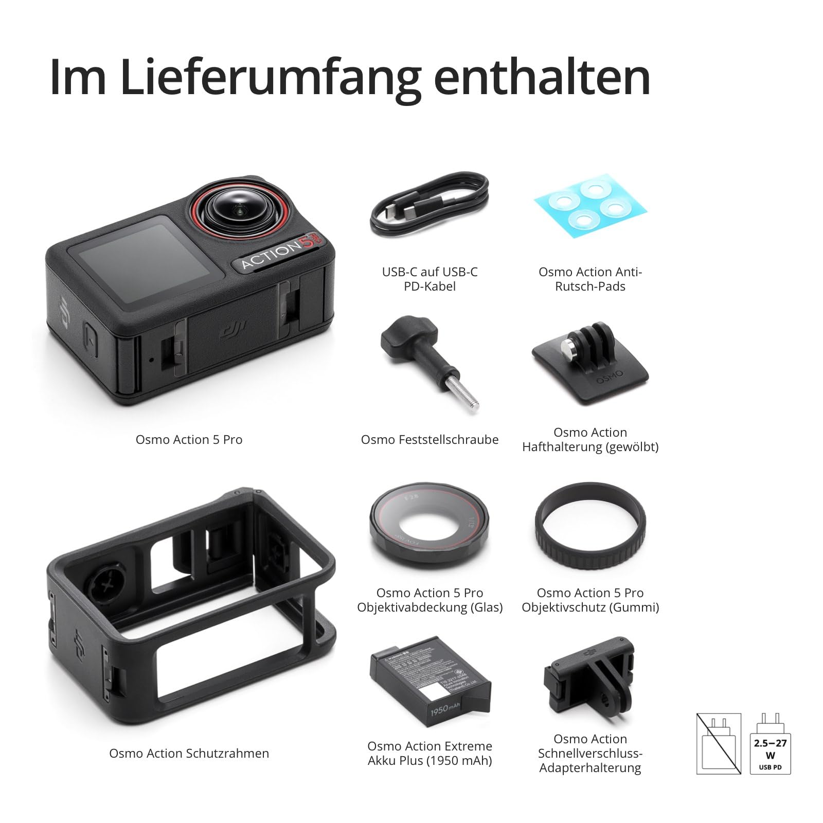 DJI Osmo Action 5 Pro Standard Combo, Action Cam 4K mit 1/1,3" Sensor, 4K/120fps Videokamera, Motivverfolgung, Stabilisierung, Kamera Dual OLED Touchscreens, Unterwasserkamera Ideal für Sport, Vlog
