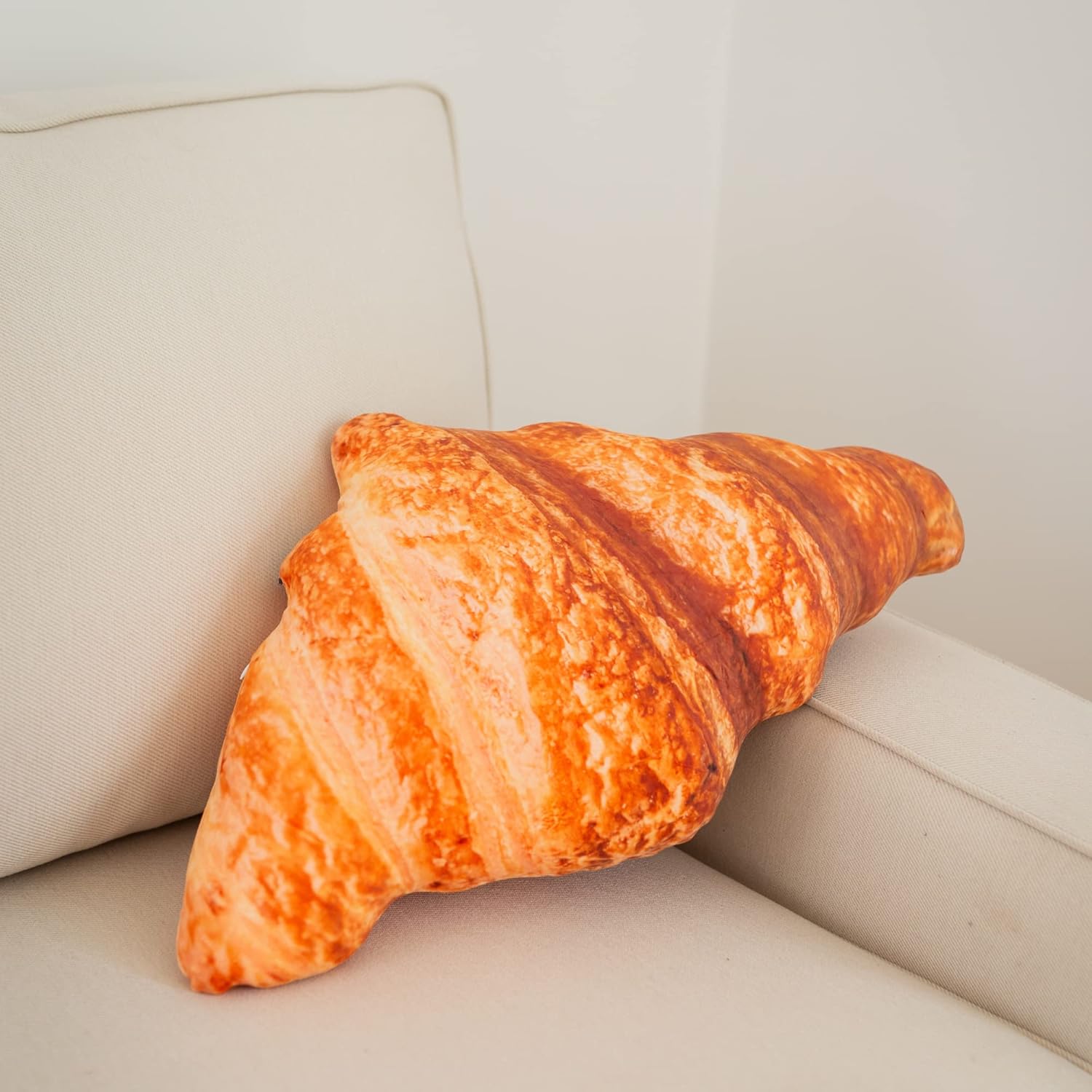 Much Comfort 23" 3D Flaky Croissant Throw Pillow - Made with Super Soft & Ultra Premium Fabric - Cute, Comfortable, Plush, Stuffed French Loaf Bread Toast Cushion for Home Decor - Funny Gift - Medium