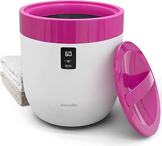 SereneLife Counter Towel Warmer Bucket - with Customized Fragrance for Spa and Bathroom, Luxury Heater, Auto Shut Off, Fits 1 Large Blanket, Bathrobe, PJs (Pink)