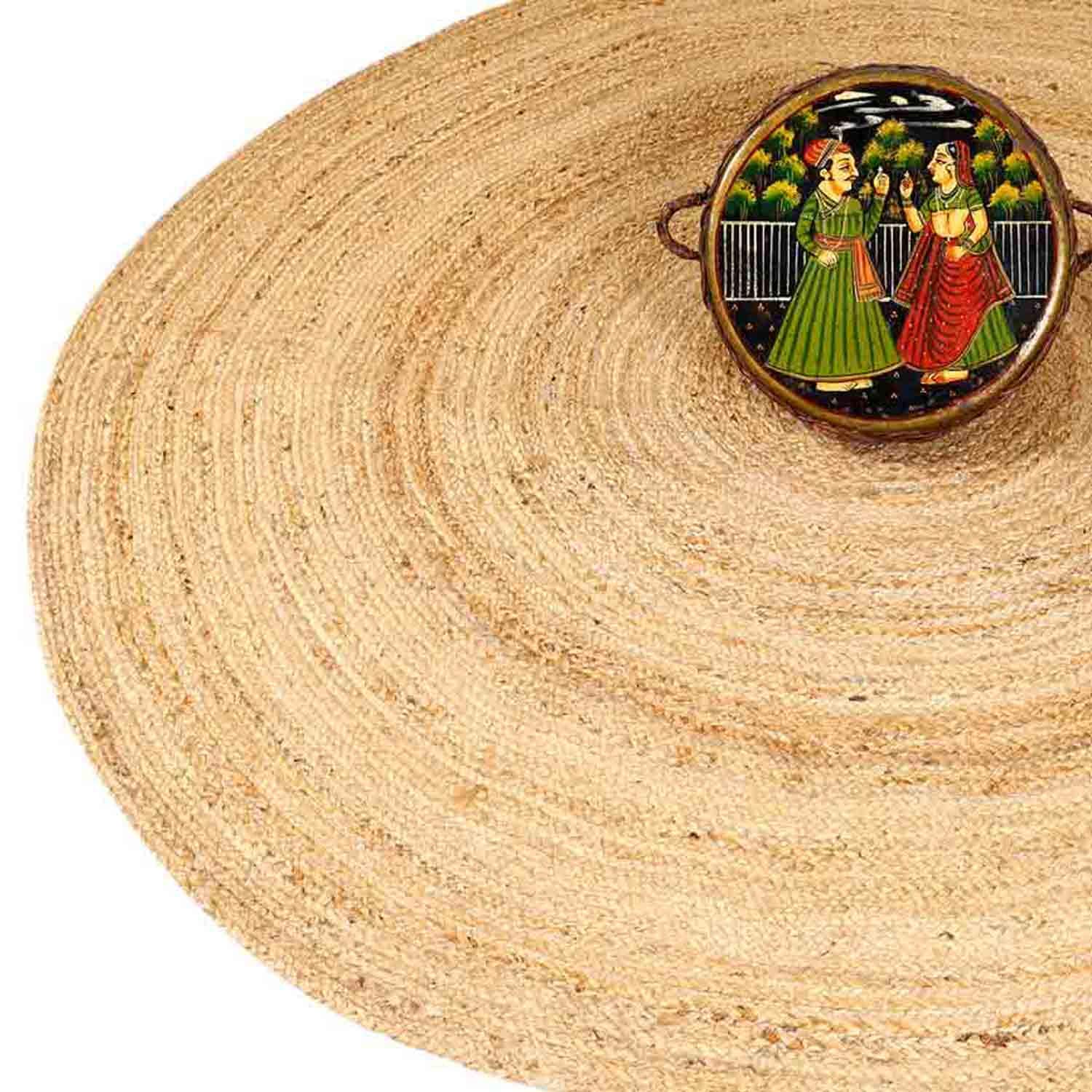 Casa Moro Tappeto in juta Tamani naturale Ø 150 cm rotondo | Tappeto in stile bohémien in 100% fibra naturale di iuta intrecciata a mano | per una casa semplice | MA5818