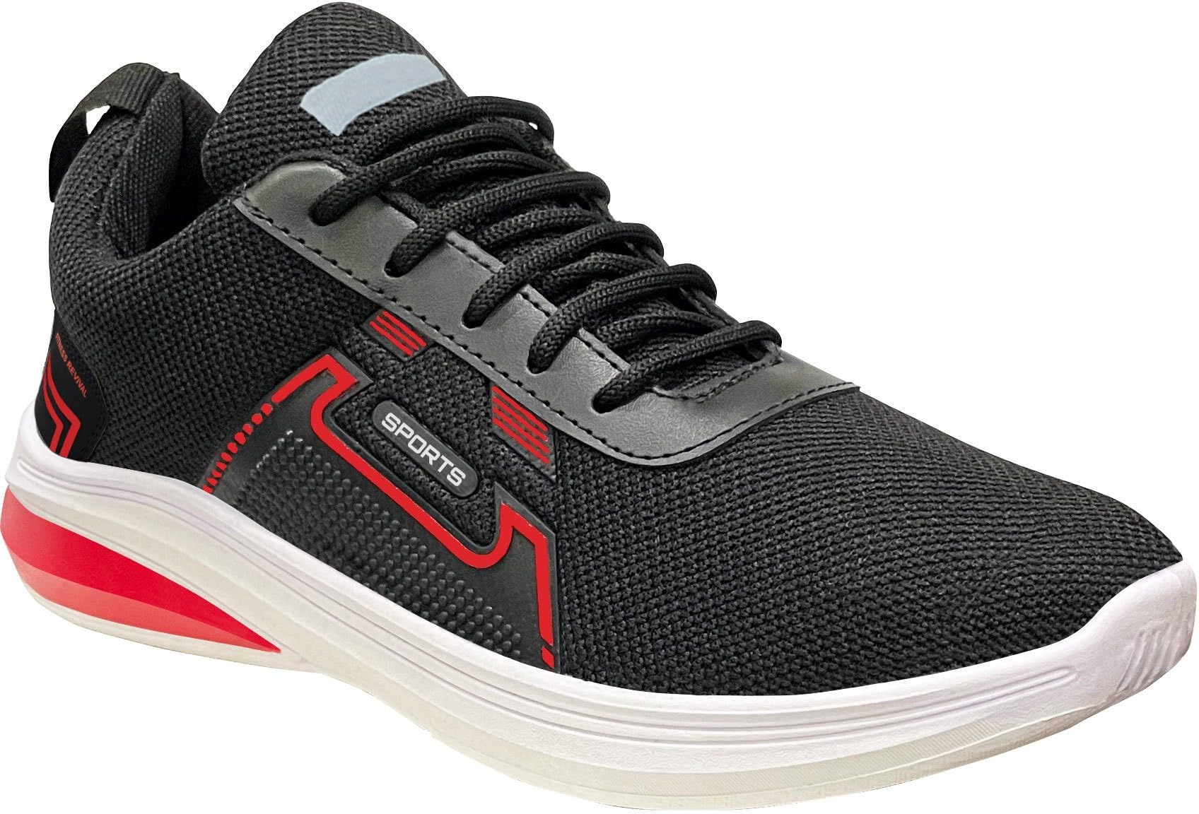 Free Kicks FK-482 Dailywear Running Shoes for Men (Black, Red) (B0D544XN62) Amazon Price History, Amazon Price Tracker