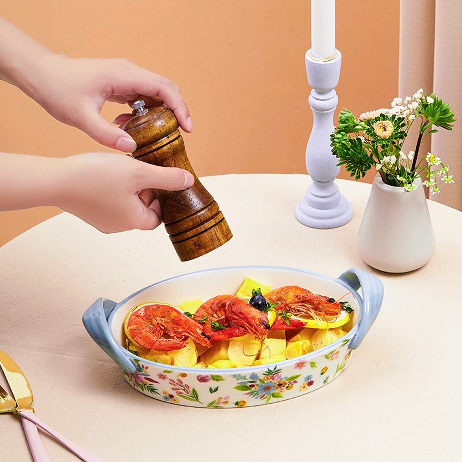 Obuuszne naczynie do pieczenia, duże naczynie do pieczenia 10,5 cala glazura Ceramiczne naczynia do pieczenia Naczynia Naczynia do pieczenia/piekarz, owalna forma do pieczenia z podwójnym uchwytem do