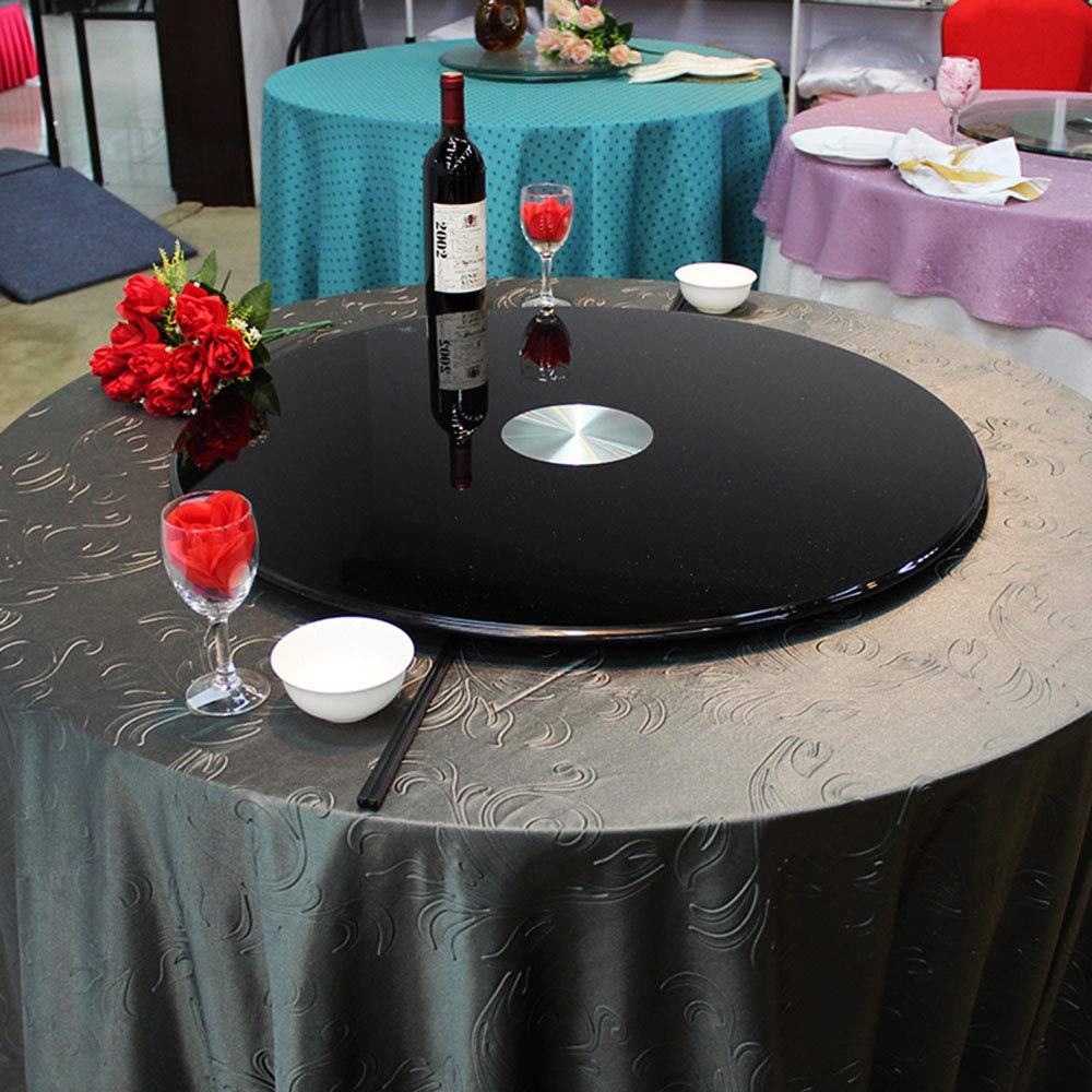 Plateau tournant en Verre trempé Noir de 70cm,Plaque de Service de Cuisine Ronde,Plateau Rotatif Robuste de 10mm,Lisse/Silencieux/sûr