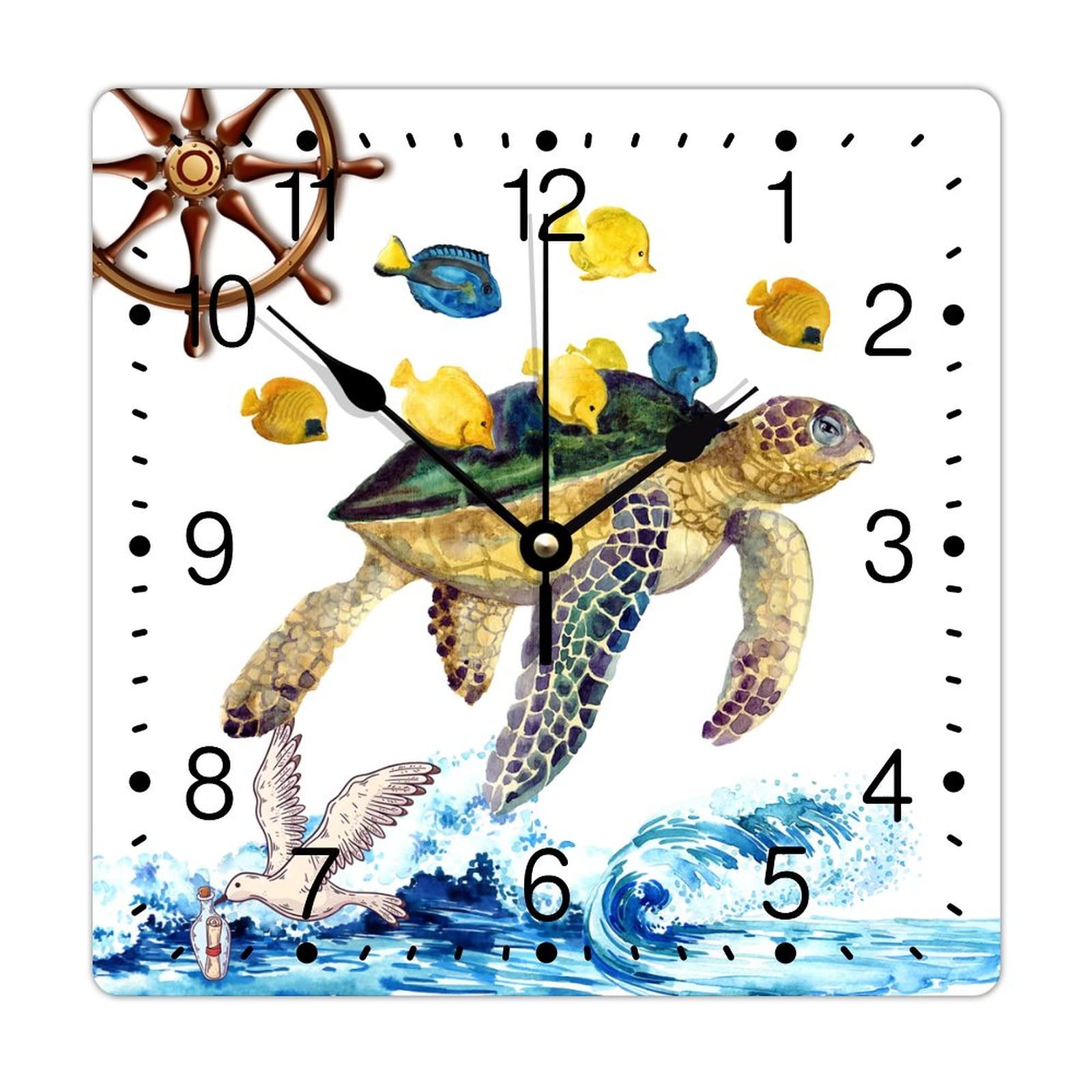 Horloge murale tortue de mer 30 cm en PVC style vintage