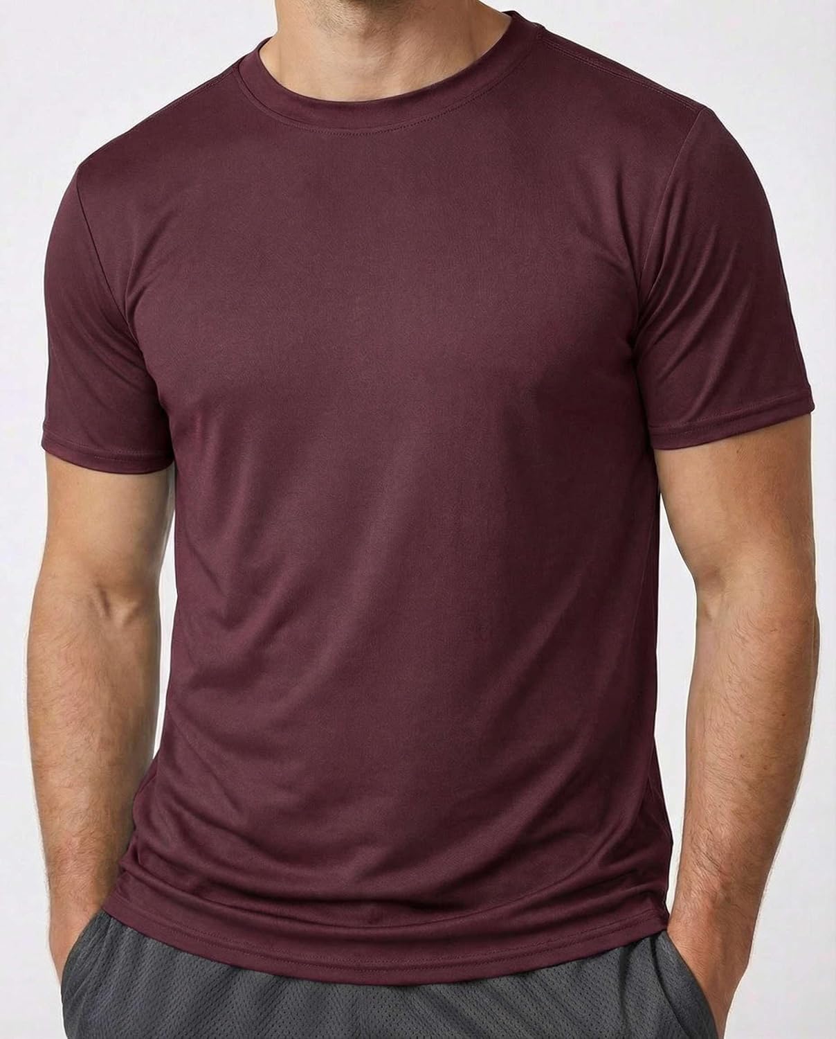 Real Essentials 5 Pack: Men’s Mesh Short Sleeve Crew Neck T-Shirt - Workout Gym Active Athletic Tee (Big & Tall Available)