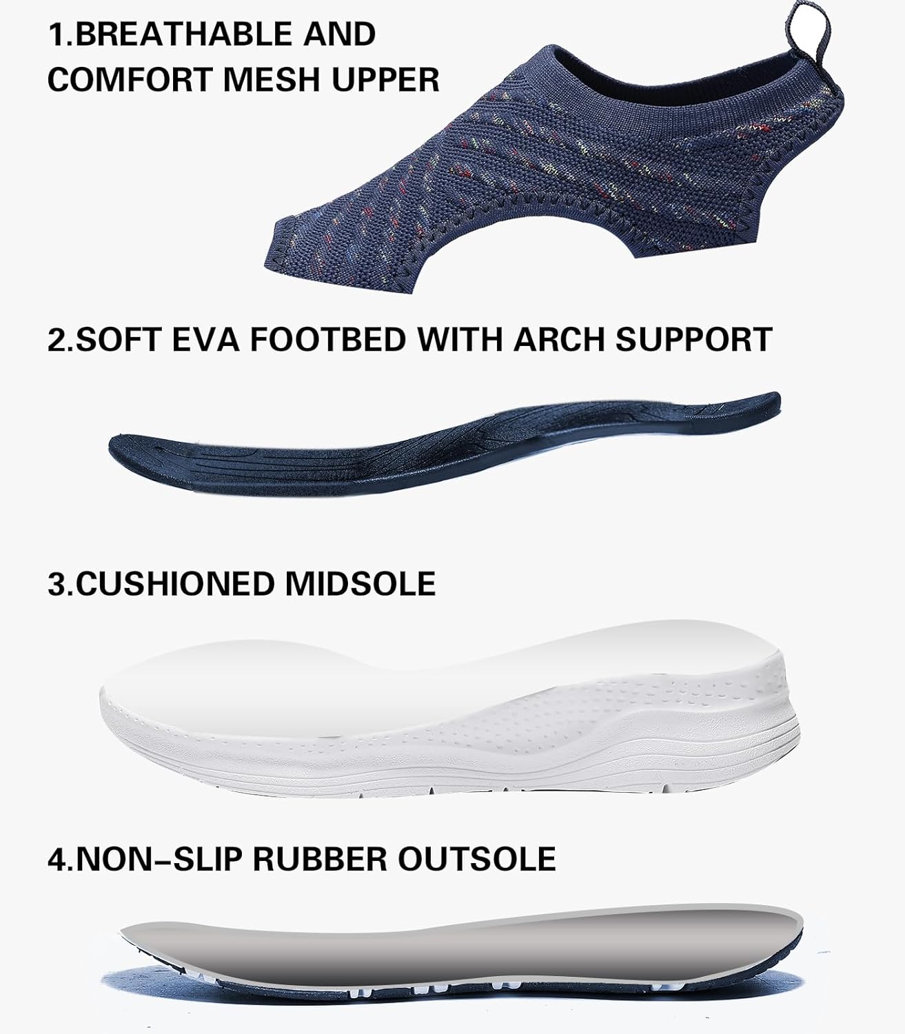 Women Walking Sandals Arch Support Orthotic Comfortable Plantar Fasciitis Non-slip Casual Open Toe Sport Sandals for Athletic Summer Beach - Image 4