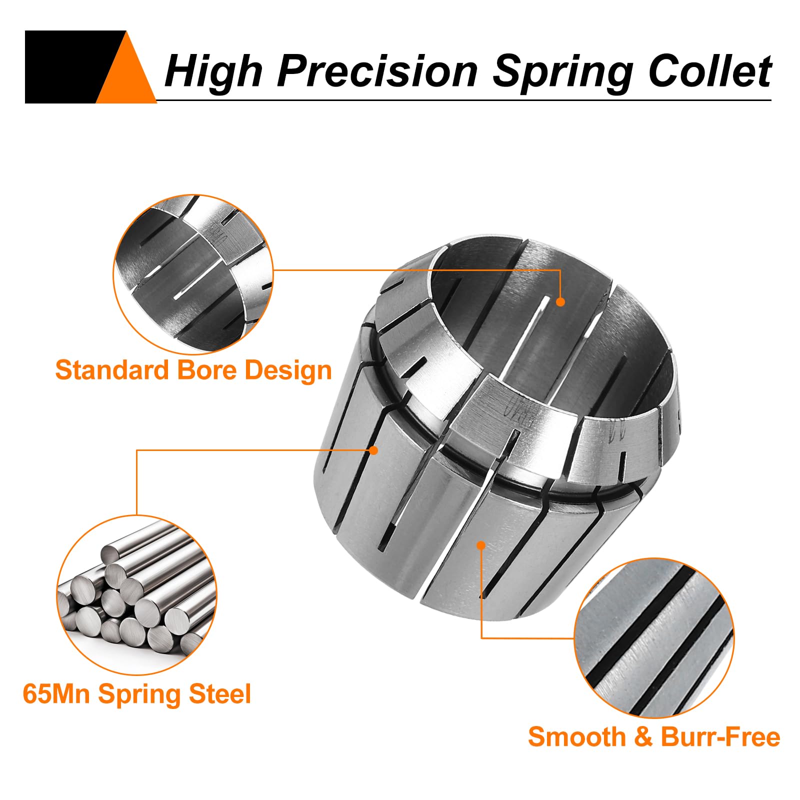 sourcing map Mandrin de serrage à ressort ER40 32 mm 65Mn en acier à ressort de précision pour fraisage CNC gravure outil de tour