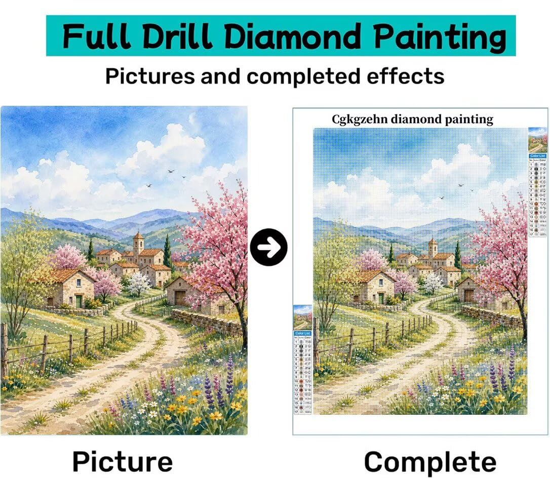 Diamond Painting Rural Kit, Manualidad Creativa y Relajante 70x90cm C8-251
